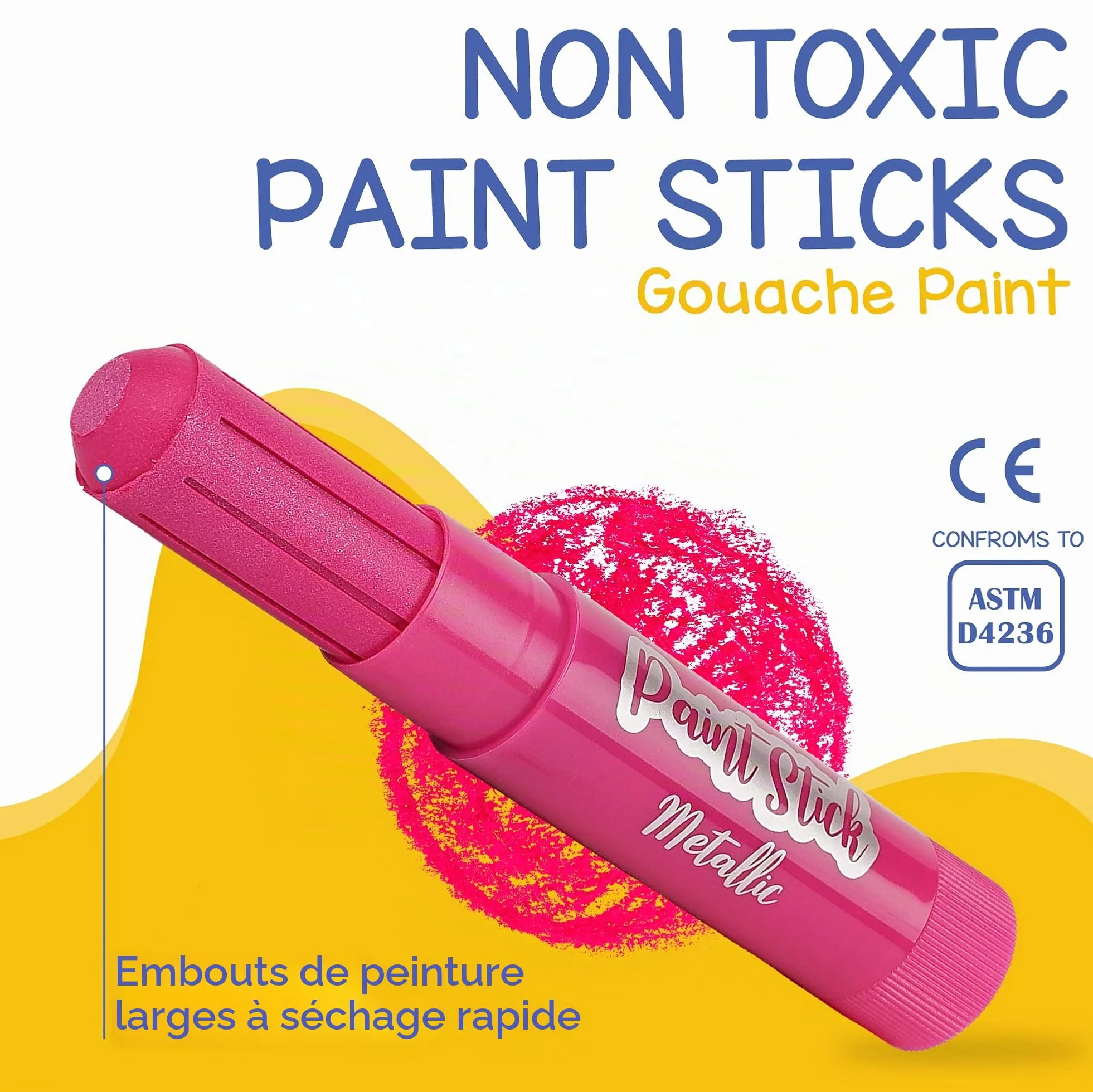 Zenacolor Lot de 30 bâtons de peinture pour enfants - Fournitures d'art sans désordre
