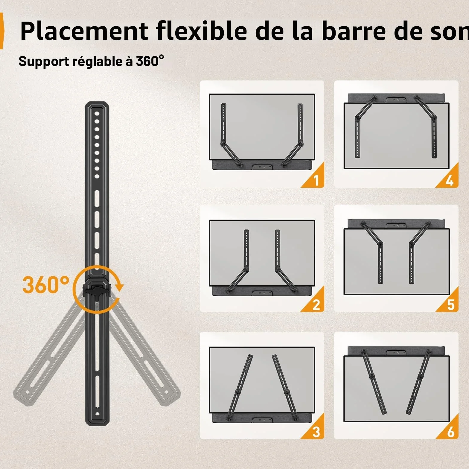 Perlegear Support Barre De Son Réglable en Hauteur Jusqu’à 6,8 Kg, Universel avec Plaques D’Extension Amovibles, PGSM04B