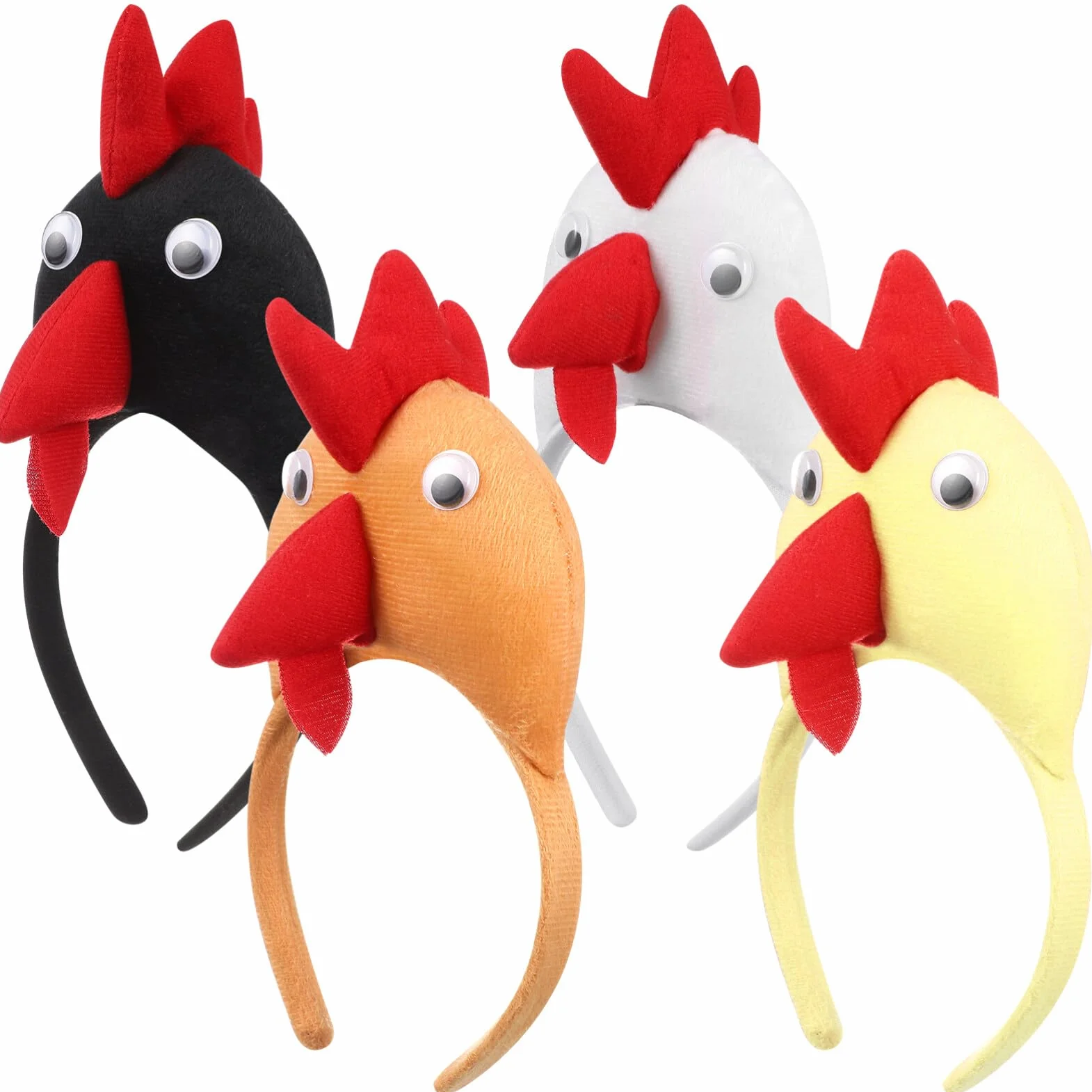 VICASKY 4PCS Bandeau de tête de poule Pâques serre-tête en forme d'animal peluche costume déguisement accessoires