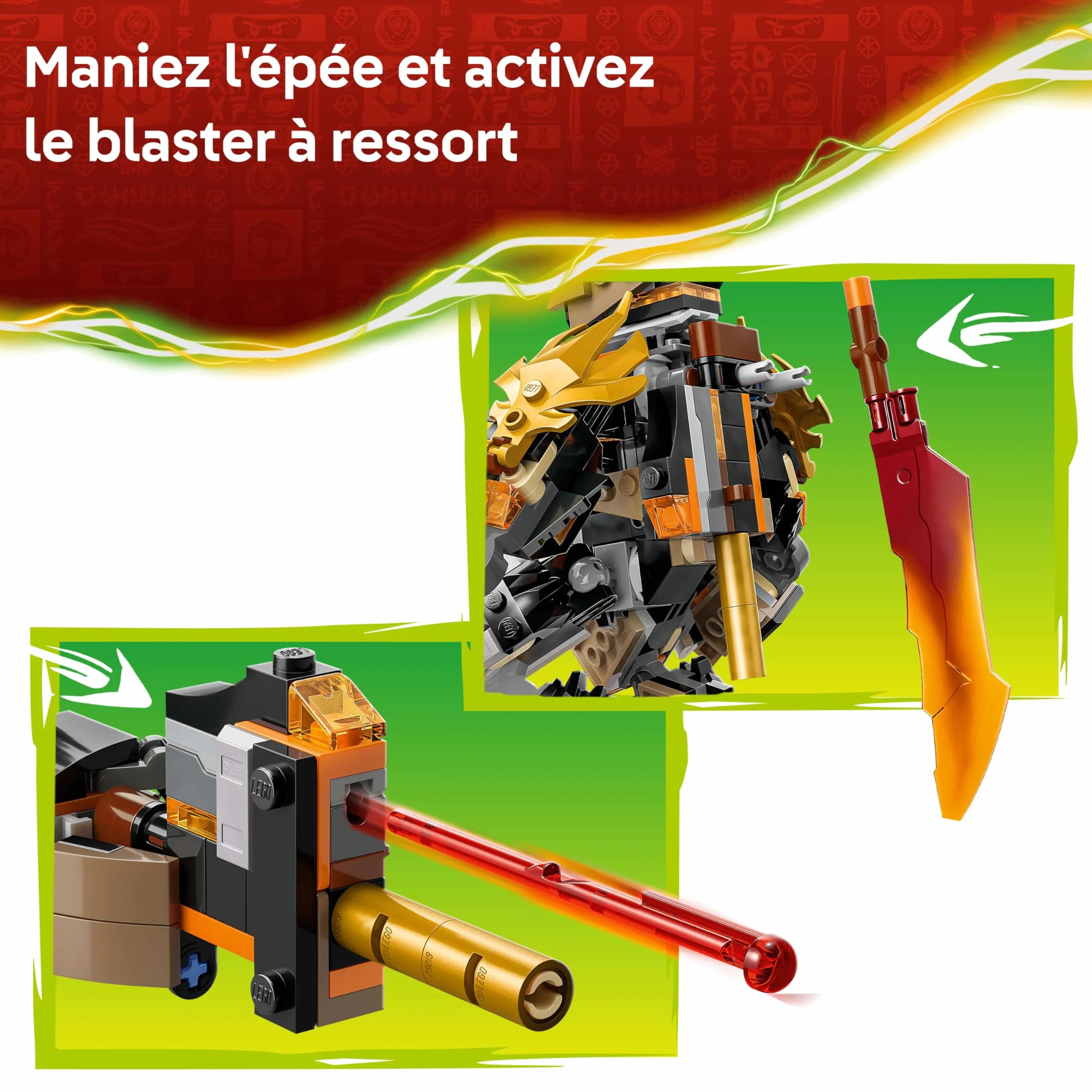 LEGO Ninjago La Mission du Robot Cole et du Dragon Zane Jouet Ninja Figurine d'action 3 Minifigurines Sabre Cadeau Garçon 7 Ans 71854