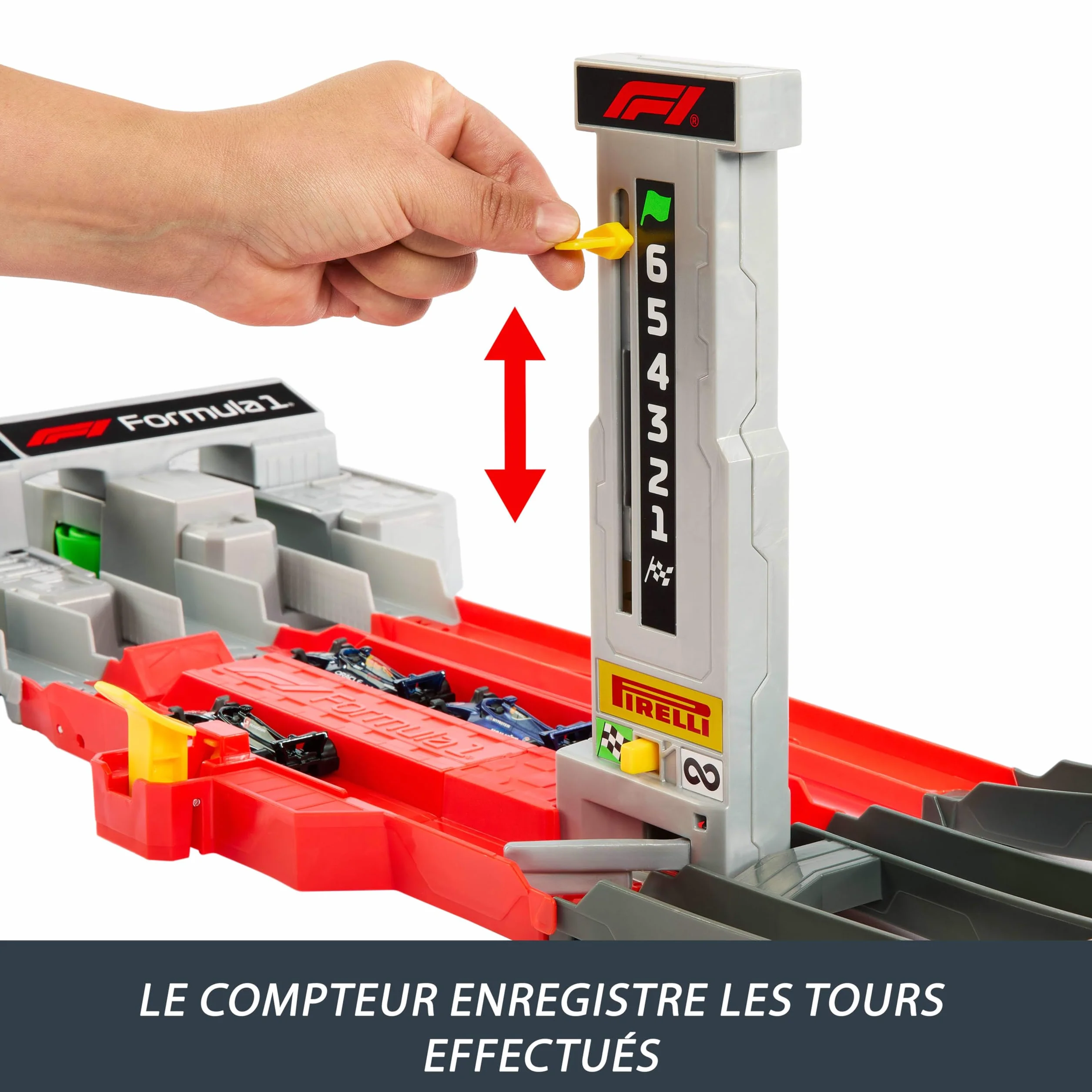 Hot Wheels Coffret Circuit Grand Prix Formule 1 3 Voitures 1/64 Propulseur Motorisé JLB13