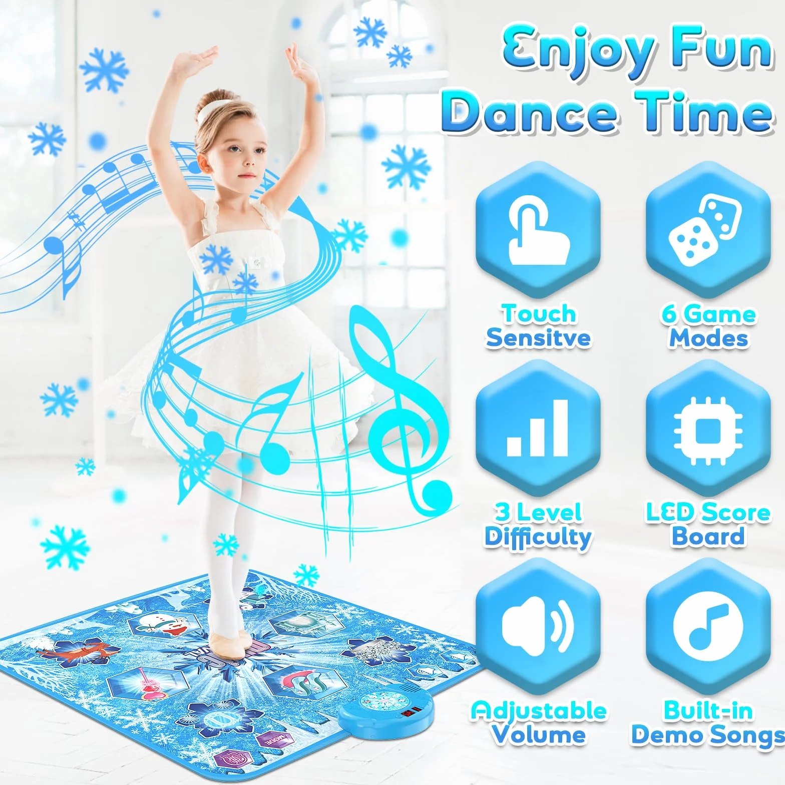 Tapis de Danse pour Enfants avec Musique LED 6 Modes Jeu Cadeau Noël Garçons Filles 3-9+