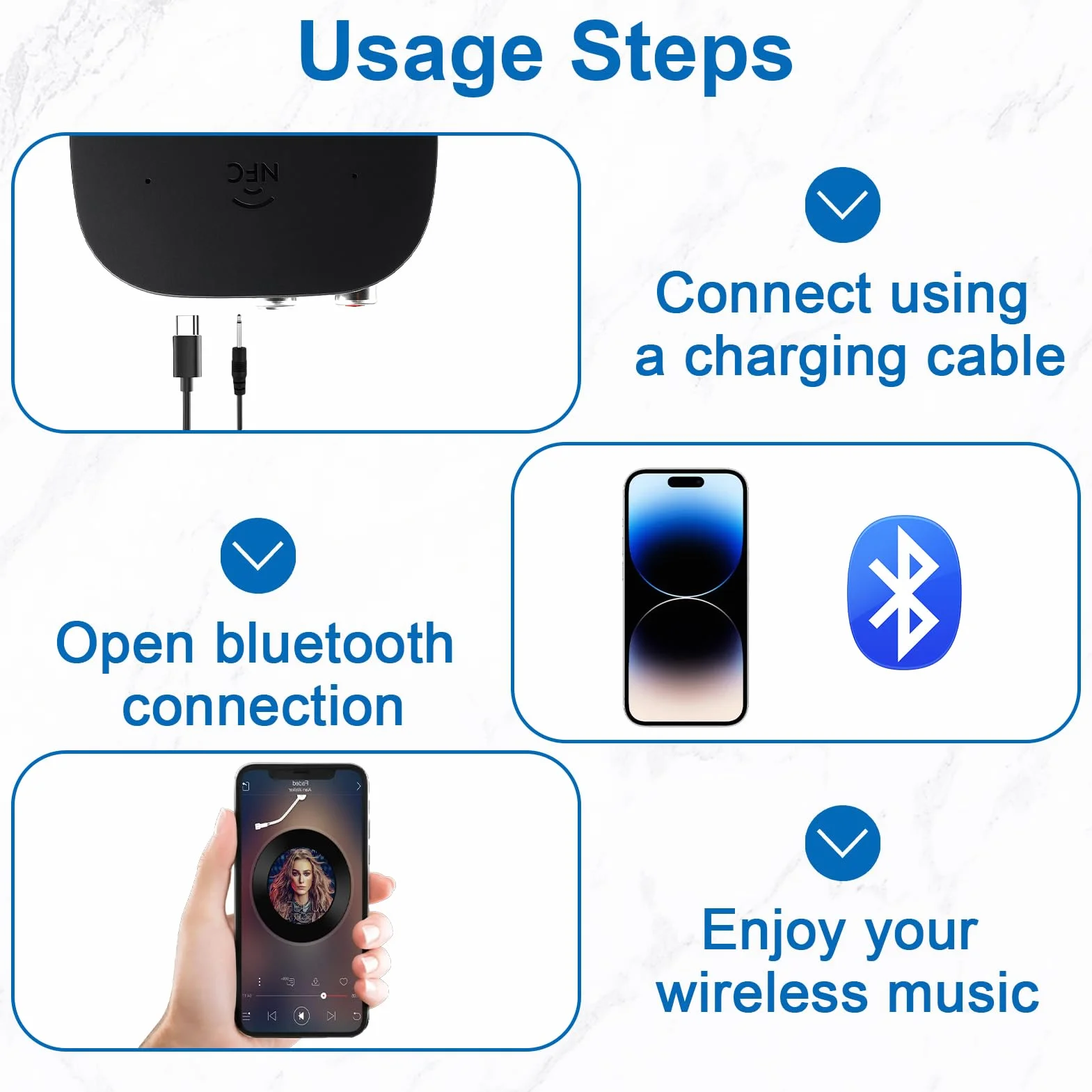 Récepteur Bluetooth 5.2 Adaptateur Audio Jack 3.5 mm RCA NFC pour Système Stéréo Haut-Parleurs