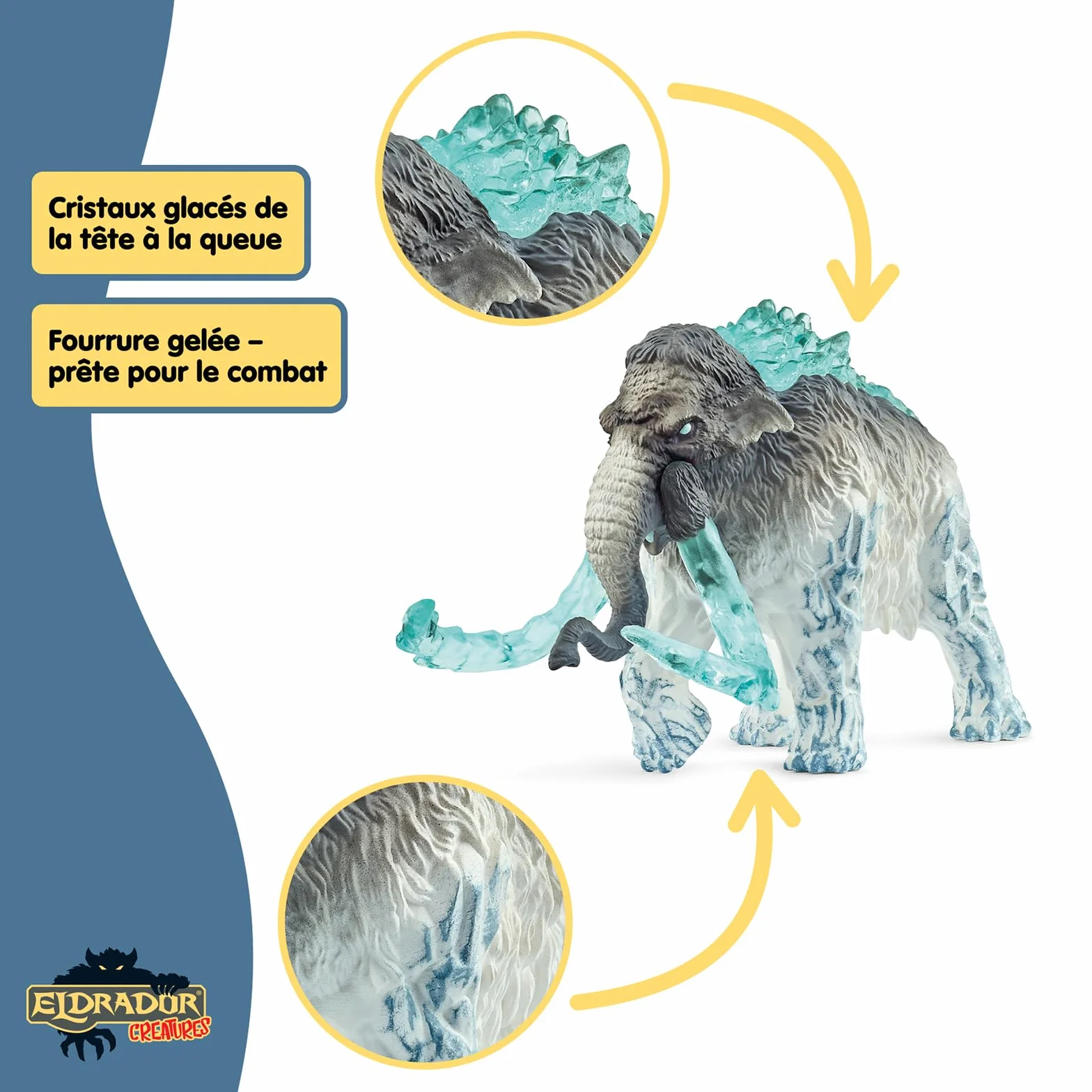 Schleich ELDRADOR Creatures Mammouth de Glace 70829 Figurine Monstre avec défenses Mobiles 9 x 16 x 11 cm