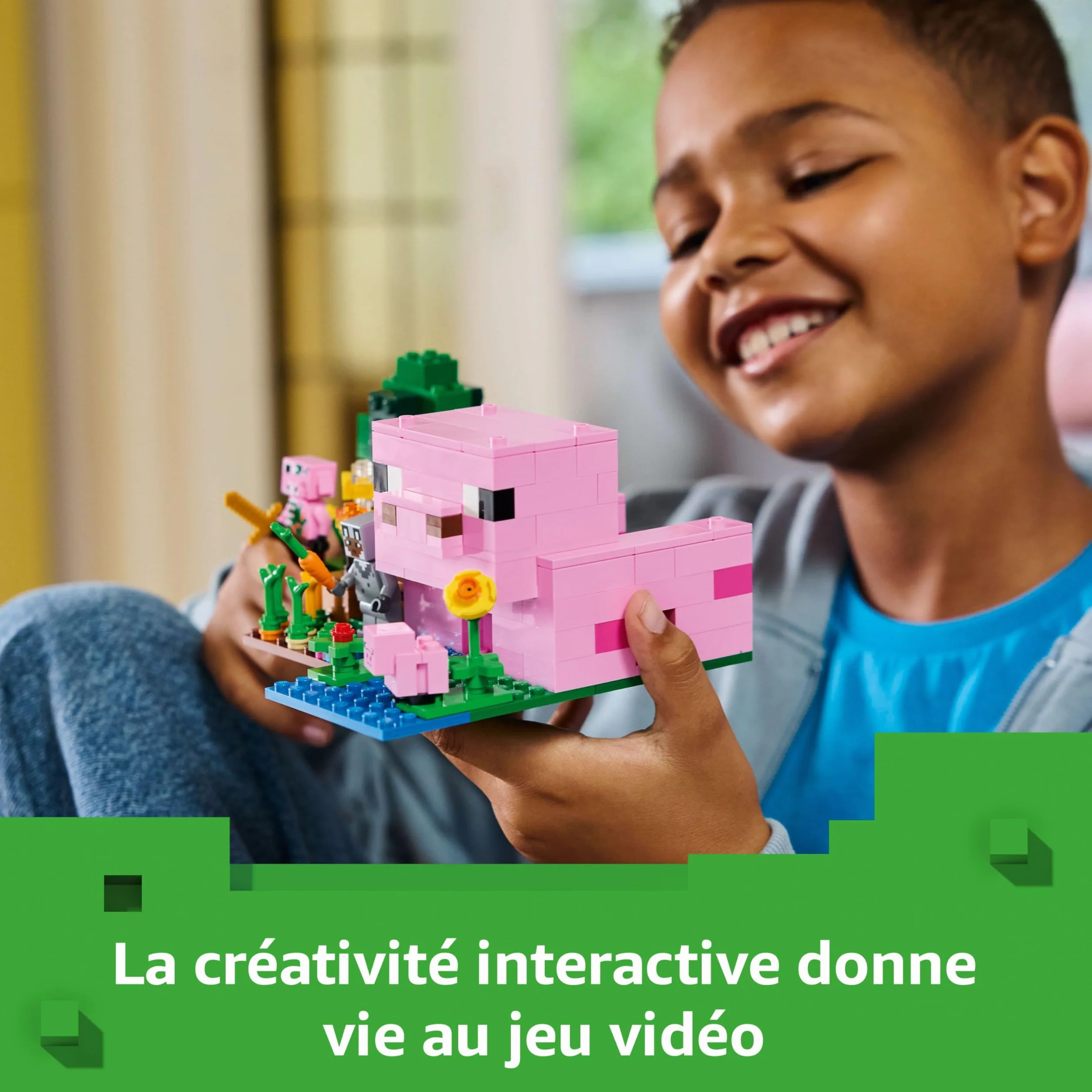 LEGO Minecraft La Maison de Porcelet 21268 Jouet de Construction Figurine Héros Mobs Ferme Biome Forêt Cadeau 7 Ans