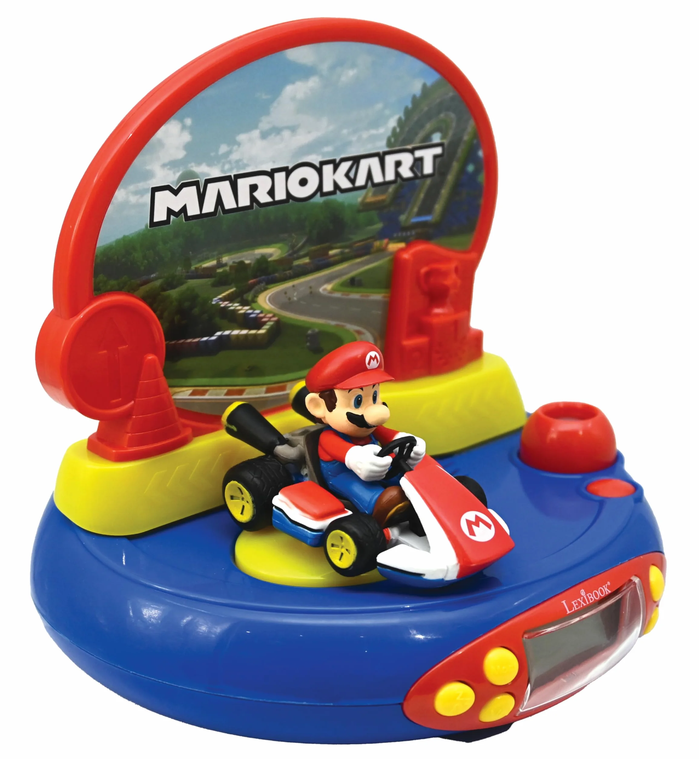 Lexibook Mario Kart réveil projecteur veilleuse intégrée projection heure plafond effets sonores piles rouge bleu RP500NI