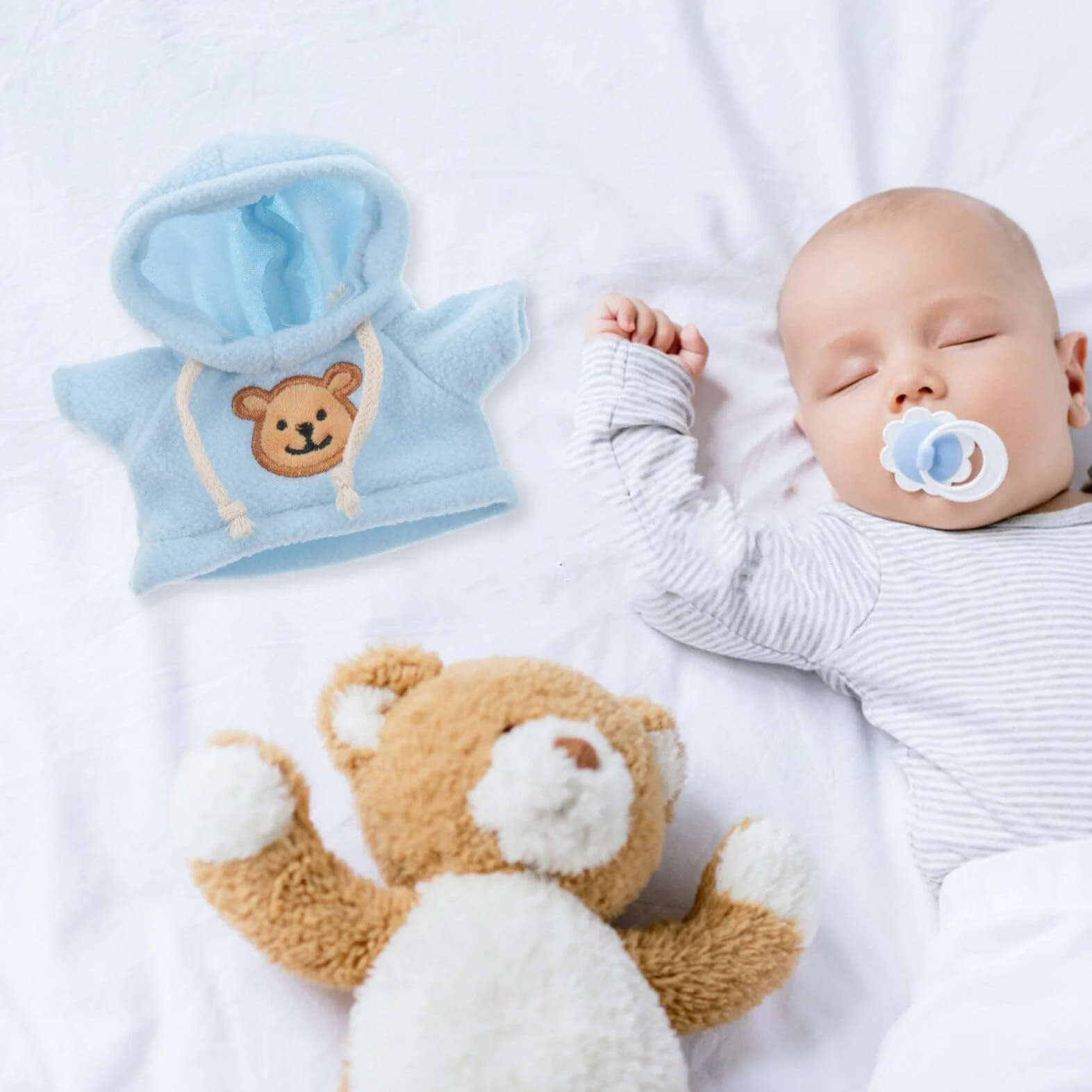Toyvian 2 Pièces Petit Ours en Peluche Poupée Costume Animal en Peluche Tenue Fille Garçon Pull À Capuche Vêtements