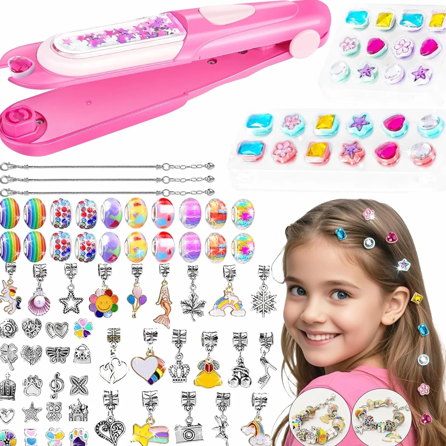 Kit de Strass Cheveux et Bracelet, Jouet Fille 5-12 Ans