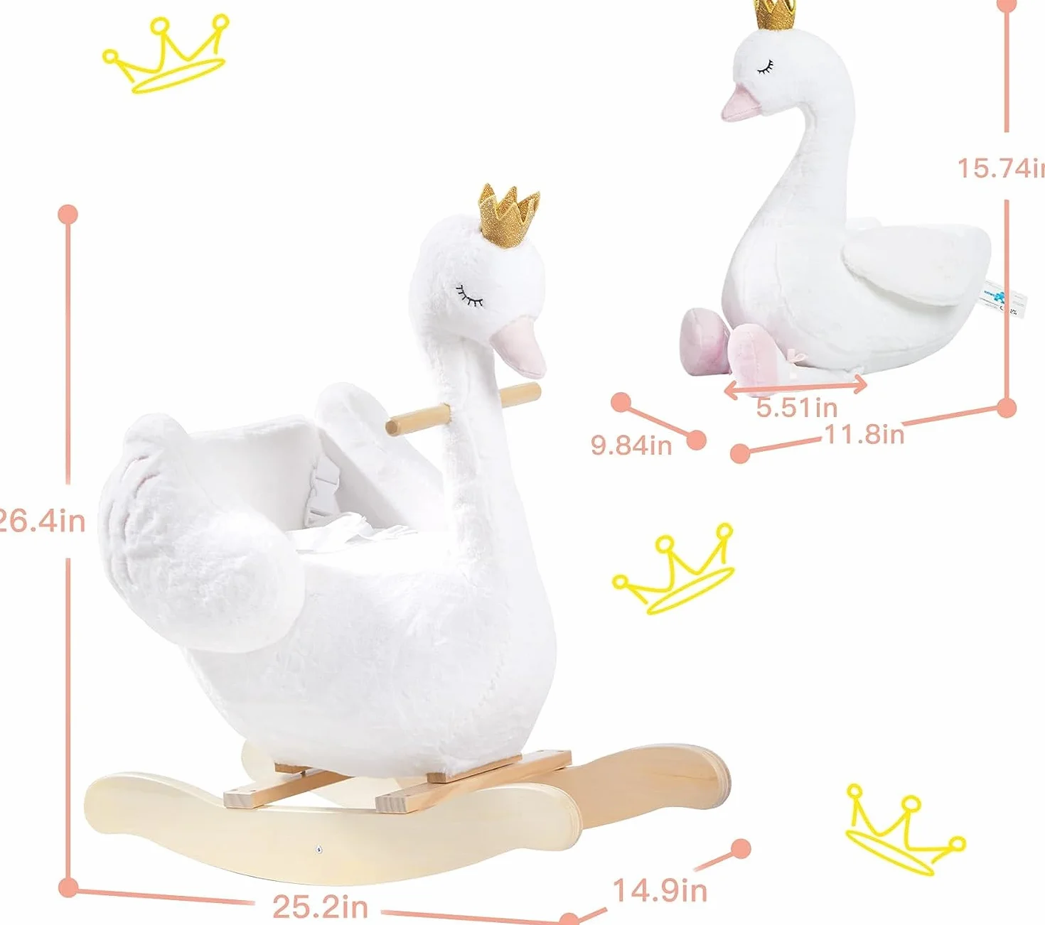 Labebe Animal à bascule cheval jouet tout-petits chaise en bois blanc