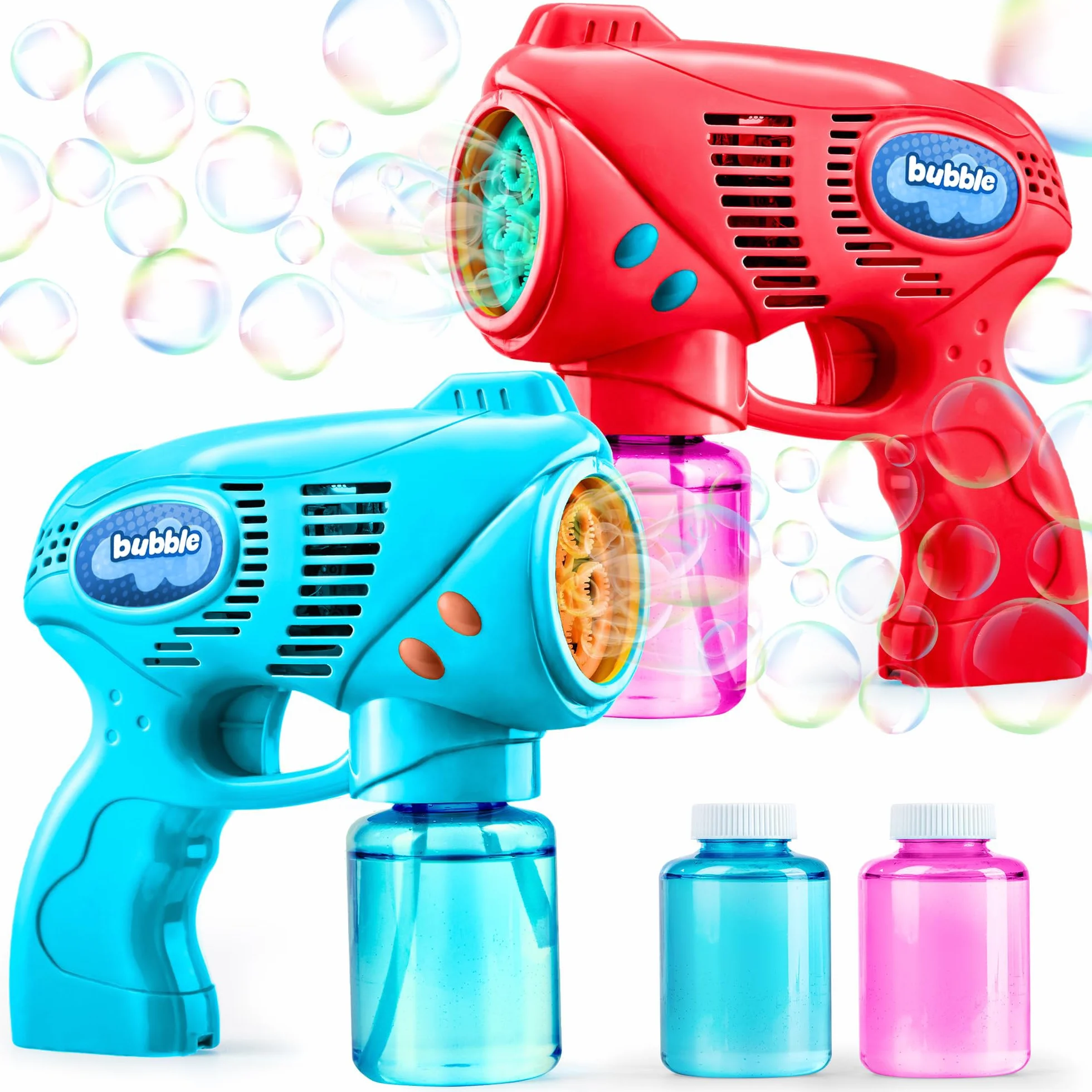 JOYIN 2 Pistolets à Bulles avec 2 Recharges 296ml, Machine à Bulles pour Enfants, Cadeau d'Anniversaire