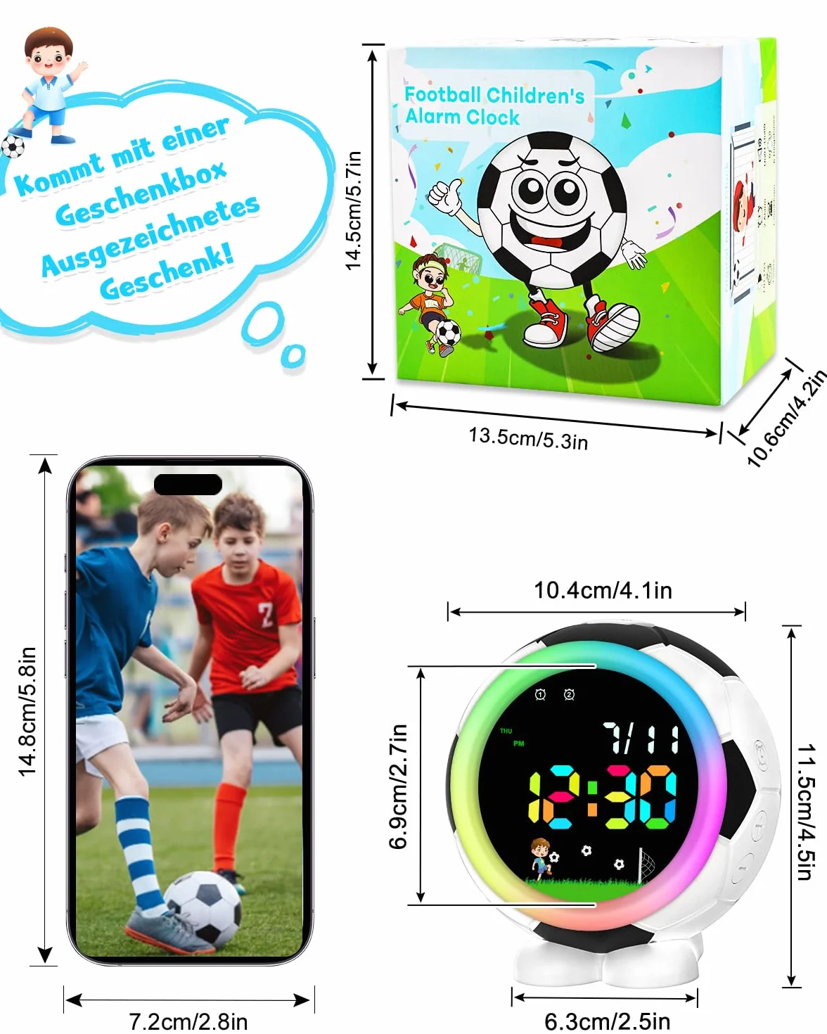 Juboos Réveil Numérique Enfant Multicolore Veilleuse Snooze 6 Sonneries 12/24H Cadeau Rentrée 4-15 Ans