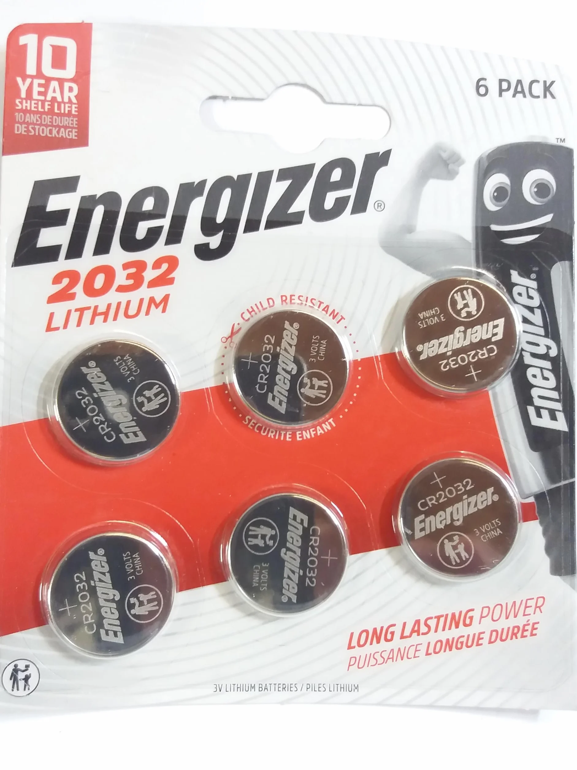 Energizer CR 2032 Pile Bouton Lithium 3V Lot de 6