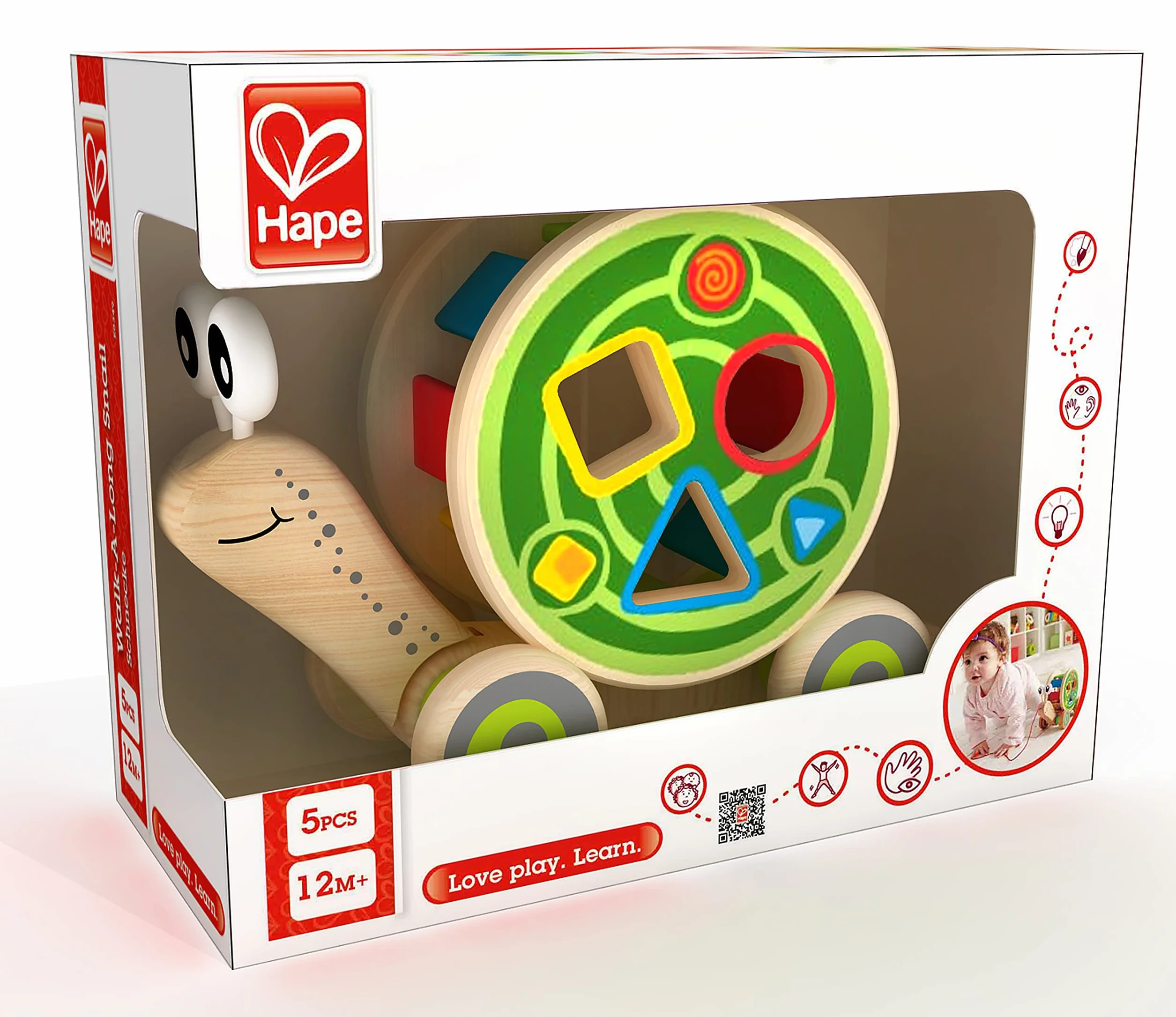 Hape Escargot Jouet en Bois à Tirer pour Enfant 1 an - Exploration, Motricité, Apprentissage