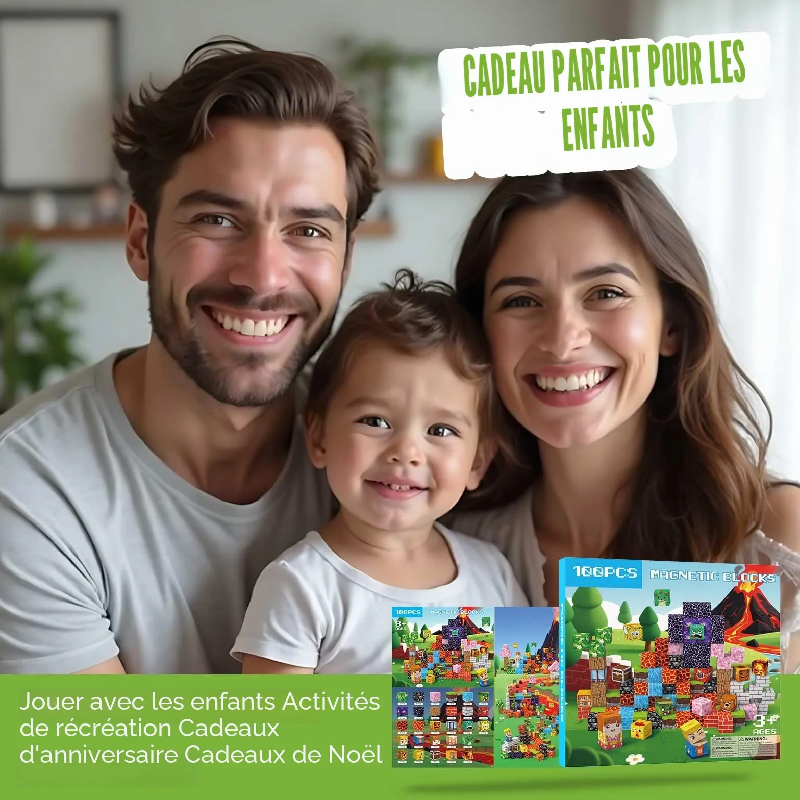 Magnetic Blocks 100 pièces 2CM Jeux Aimants Construction Enfant 3+ Ans Montessori