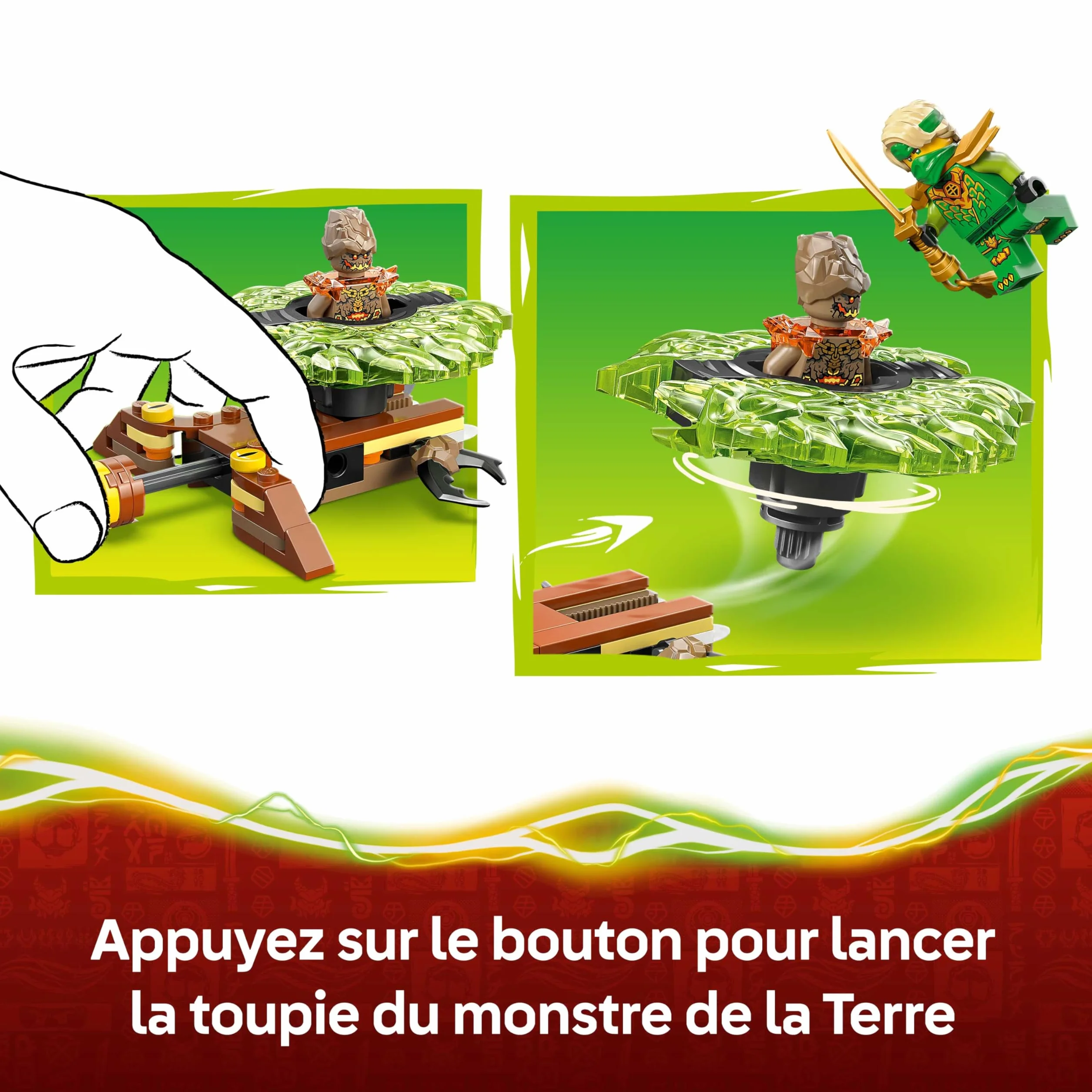 LEGO Ninjago Lloyd Contre la Toupie du Monstre de la Terre 71850 Jouet Ninja avec Lanceur 2 Minifigurines