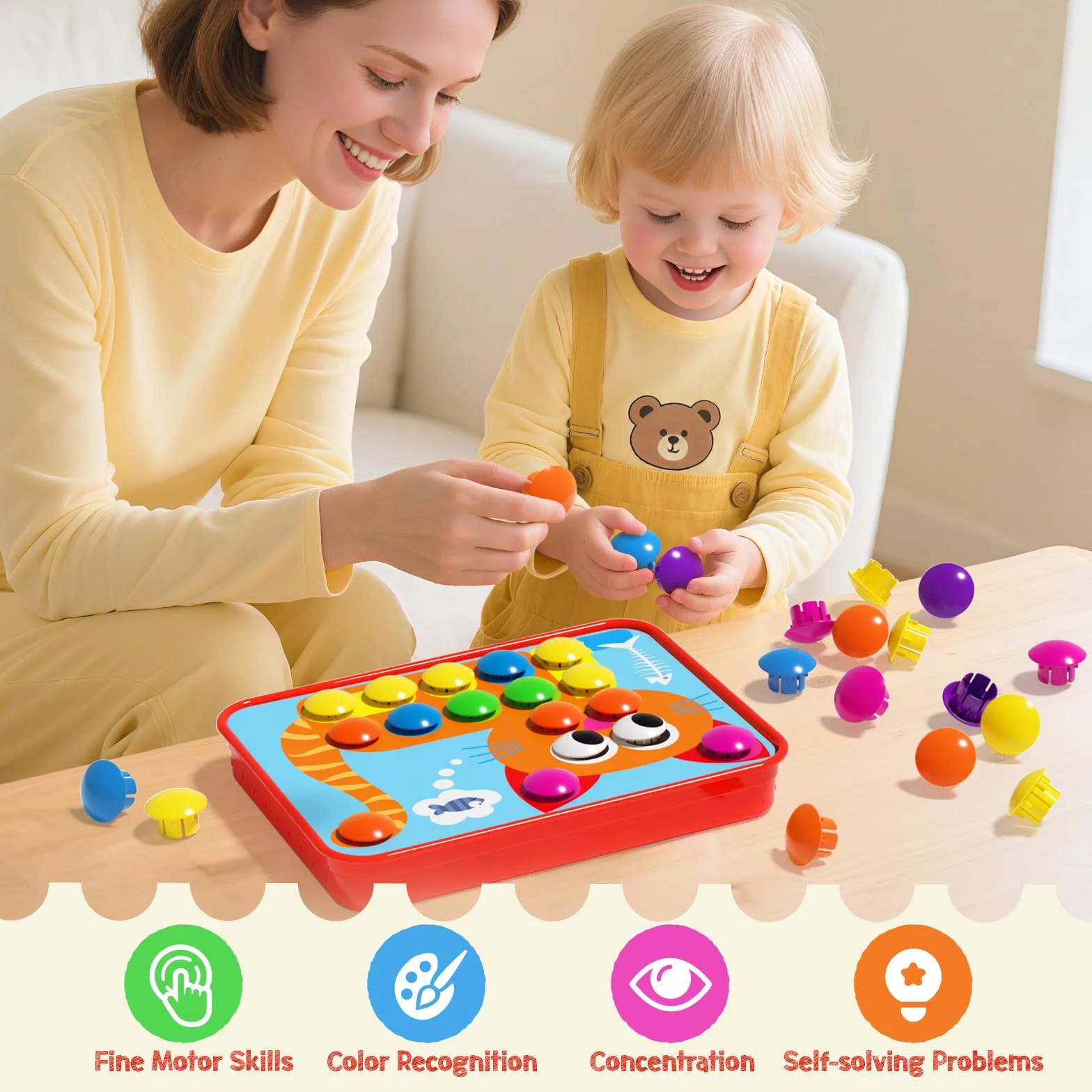 AMOSTING Jeux pour enfants apprendre les couleurs 20 modèles d'images dès 2 ans