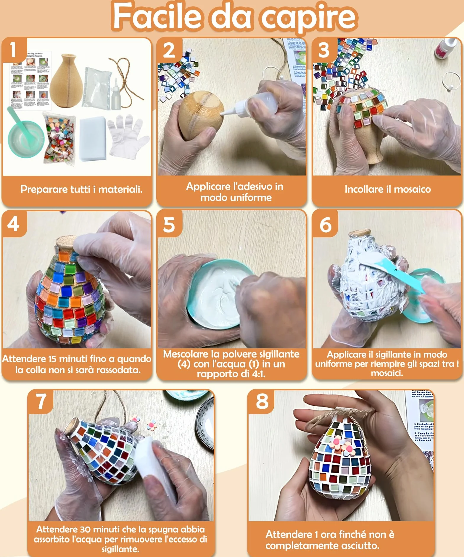Kit de bricolage mosaïque enfant Daity cadeau fille 6-12 ans petit vase coloré
