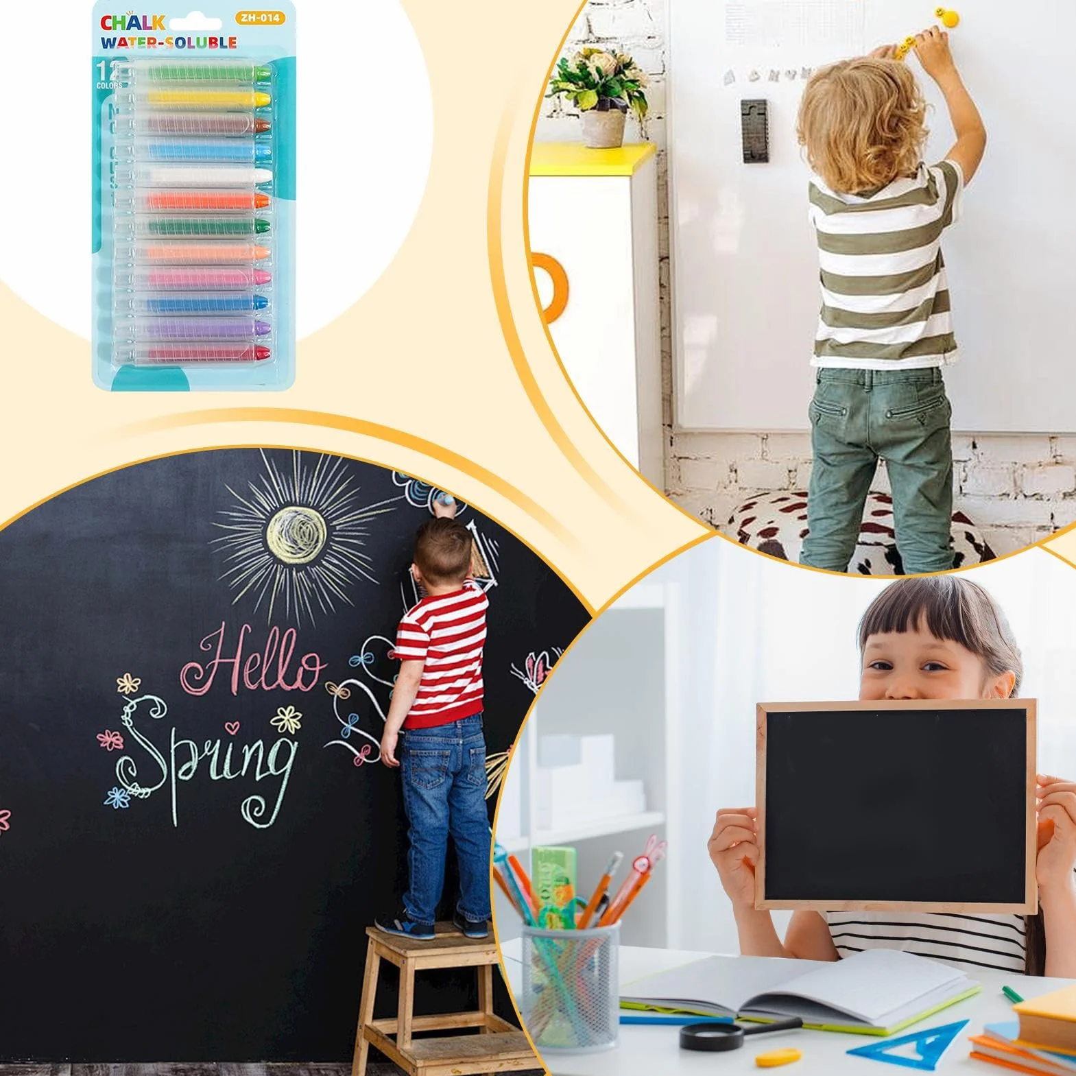 Craie Sans Poussière Pour Tableau Noir 12 Couleurs Pastel