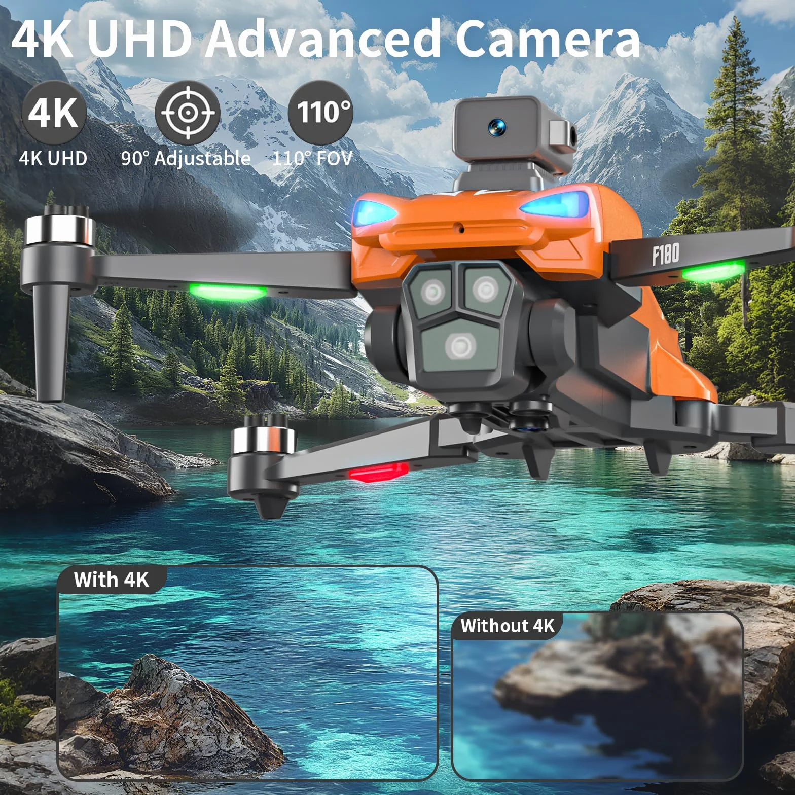 Drone GPS Avec Caméra 4K, Écran De Télécommande 4,5 Pouces, Retour Automatique, Évitement Automatique Des Obstacles, Vol 22 Min, Drone RC FPV Pliable Avec Follow-Me, Cadeau Pour Adultes