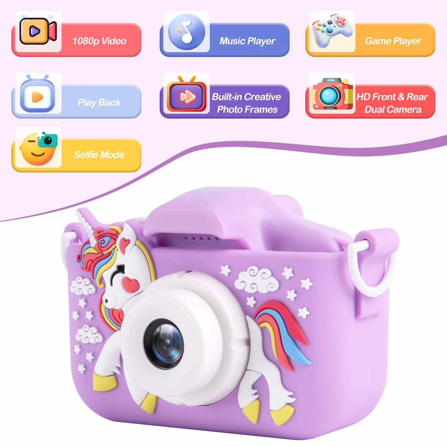 Appareil Photo Numérique Enfants 2,0 Pouces 1080P Rechargeable Selfie 32GB Carte