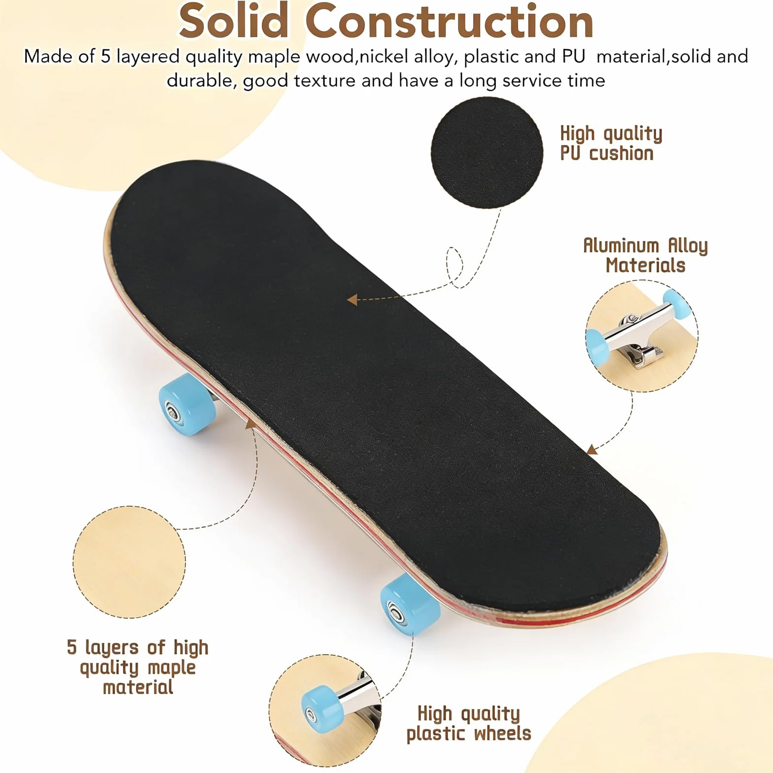 Complet Érable en Bois Pont Finger Skate DIY Mini Skate Doigt 5 Étages Monter Soi Même Fingerboard