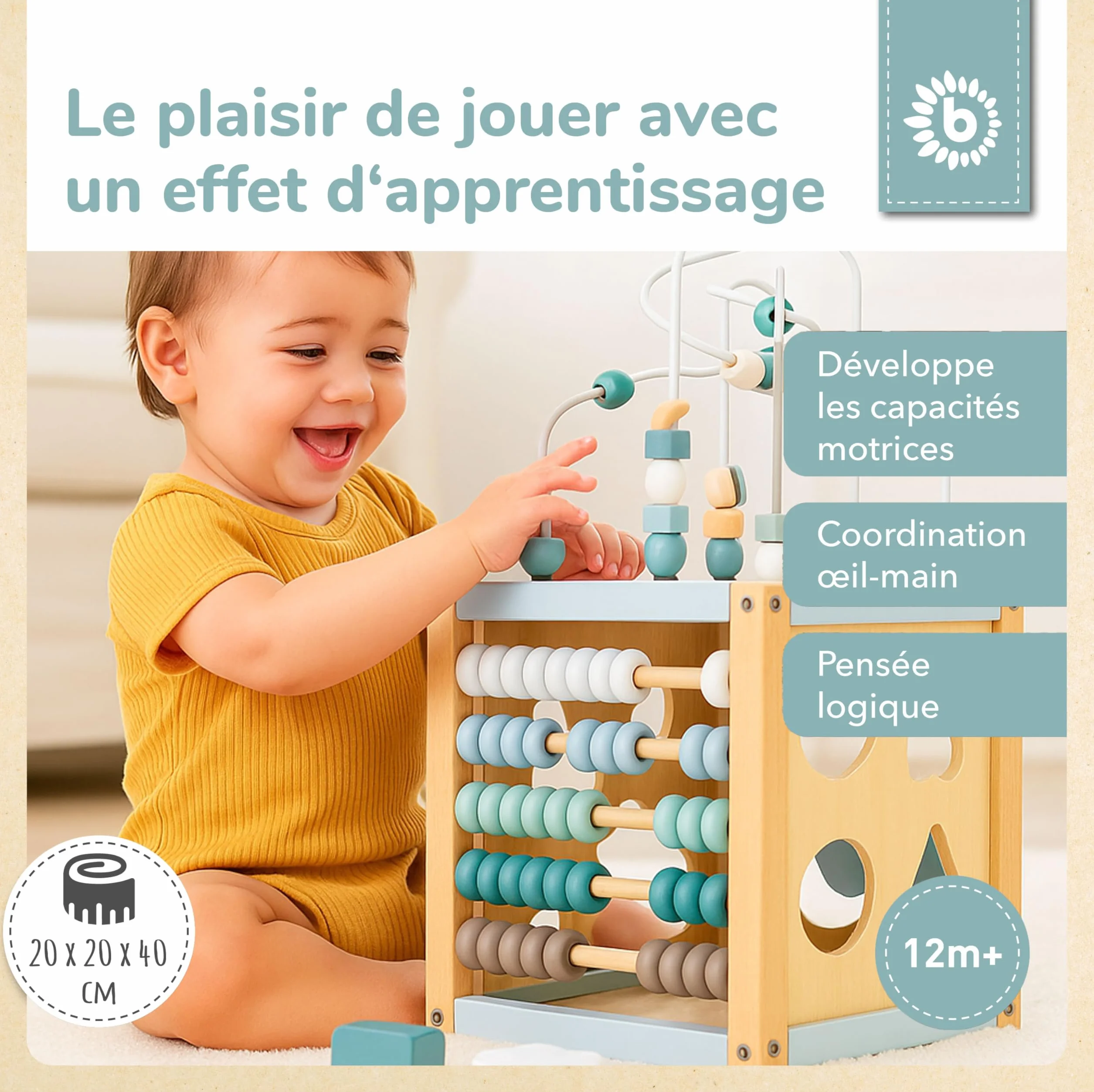 BIECO Cube D'activité Bois Jeu Motricité Bébé Table