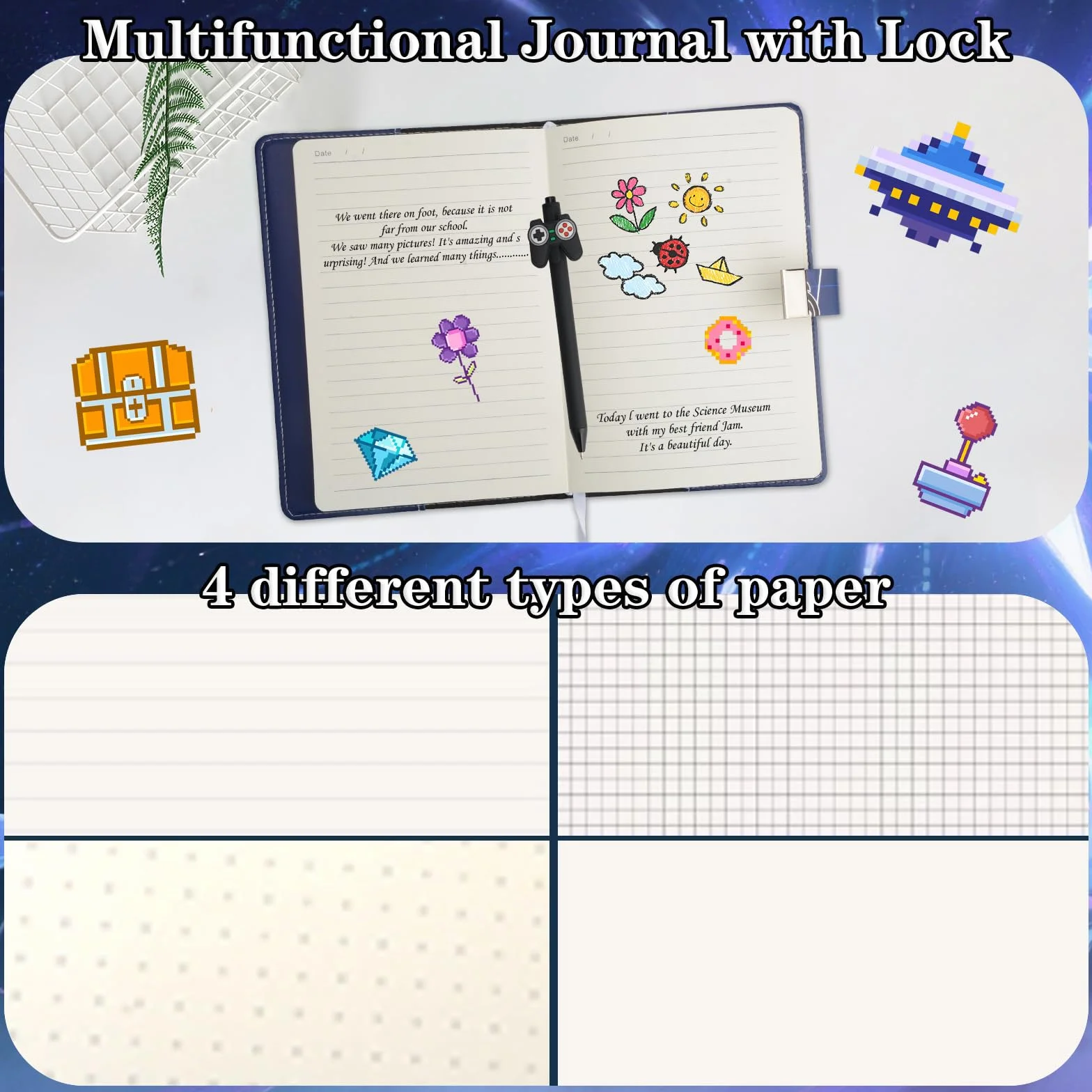 Journal Intime avec Cadenas pour Garçons 8-15 Ans, Cadeau Rentrée Scolaire, Carnet Verrouillé