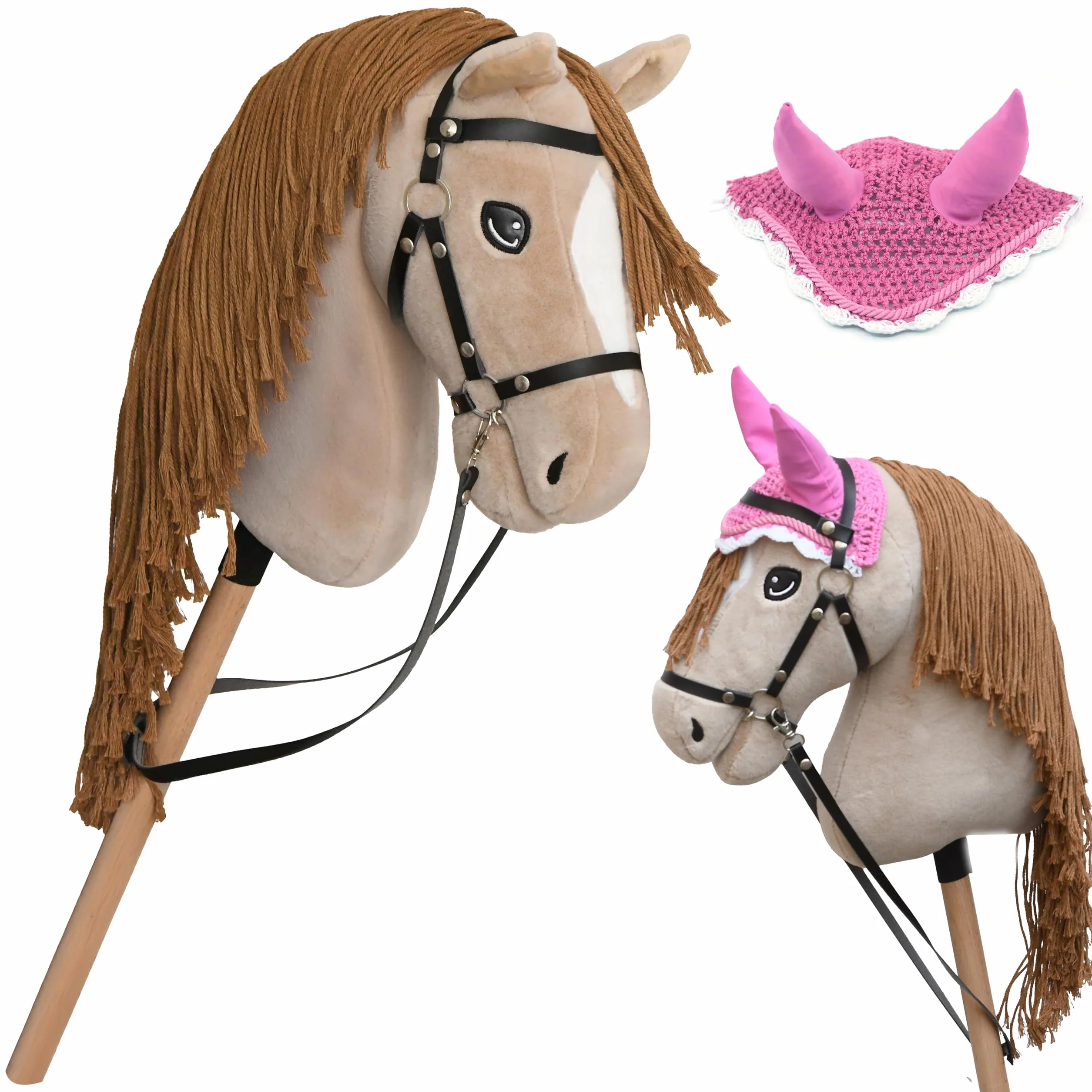 Hobby Horse Perlino Complet avec Filet, Mors, Rêne et Bonnet pour Enfants et Adolescents