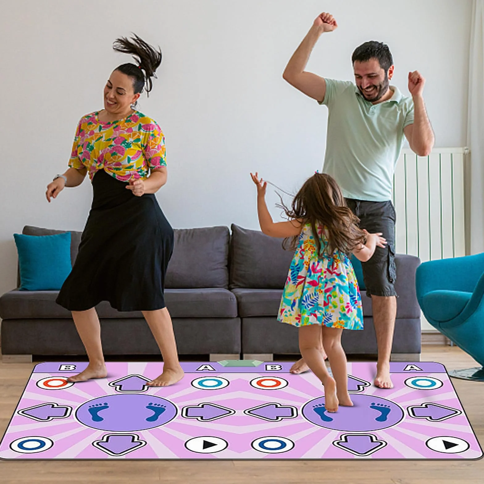Tapis de Danse Musical avec Télécommande, 2 Enfants Rechargeable, 8 Modes, 100 Musiques, 65 Jeux, Cadeau Anniversaire Enfants 3-7+ Ans (Rose)