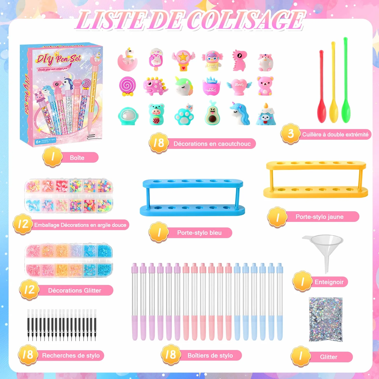 Charmofun Kit de Fabrication de Stylos pour Enfants, 18 Stylos Personnalisés DIY, Activité Manuelle