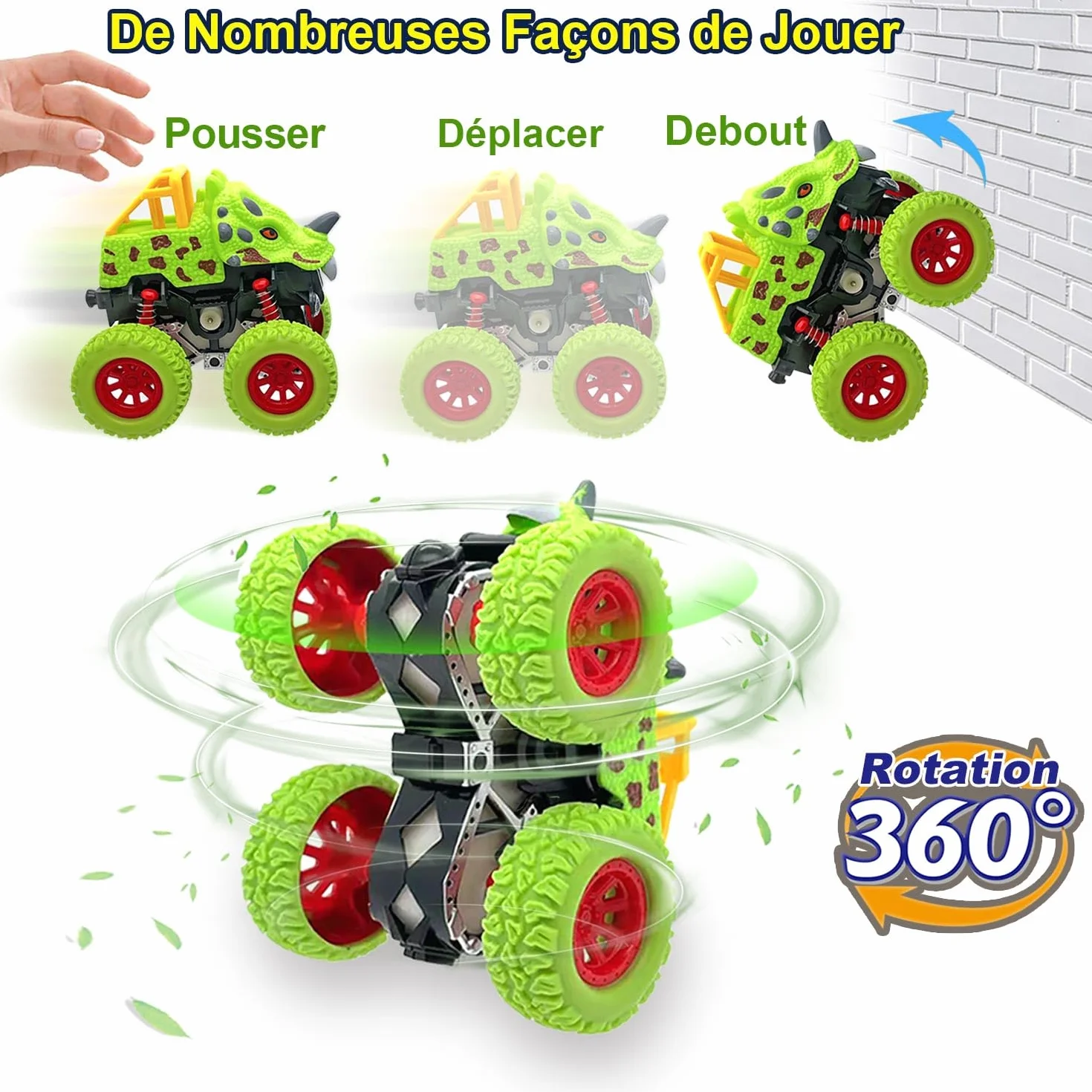 Monster Truck Dinosaure Lot de 2 Voiture Jouet pour Enfant Garçon 2-5 Ans