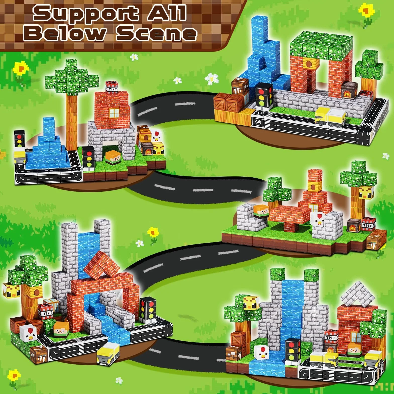 Annexfun Lot de 150 blocs de construction magnétique - Aventure urbaine - Jouet éducatif dès 4 ans
