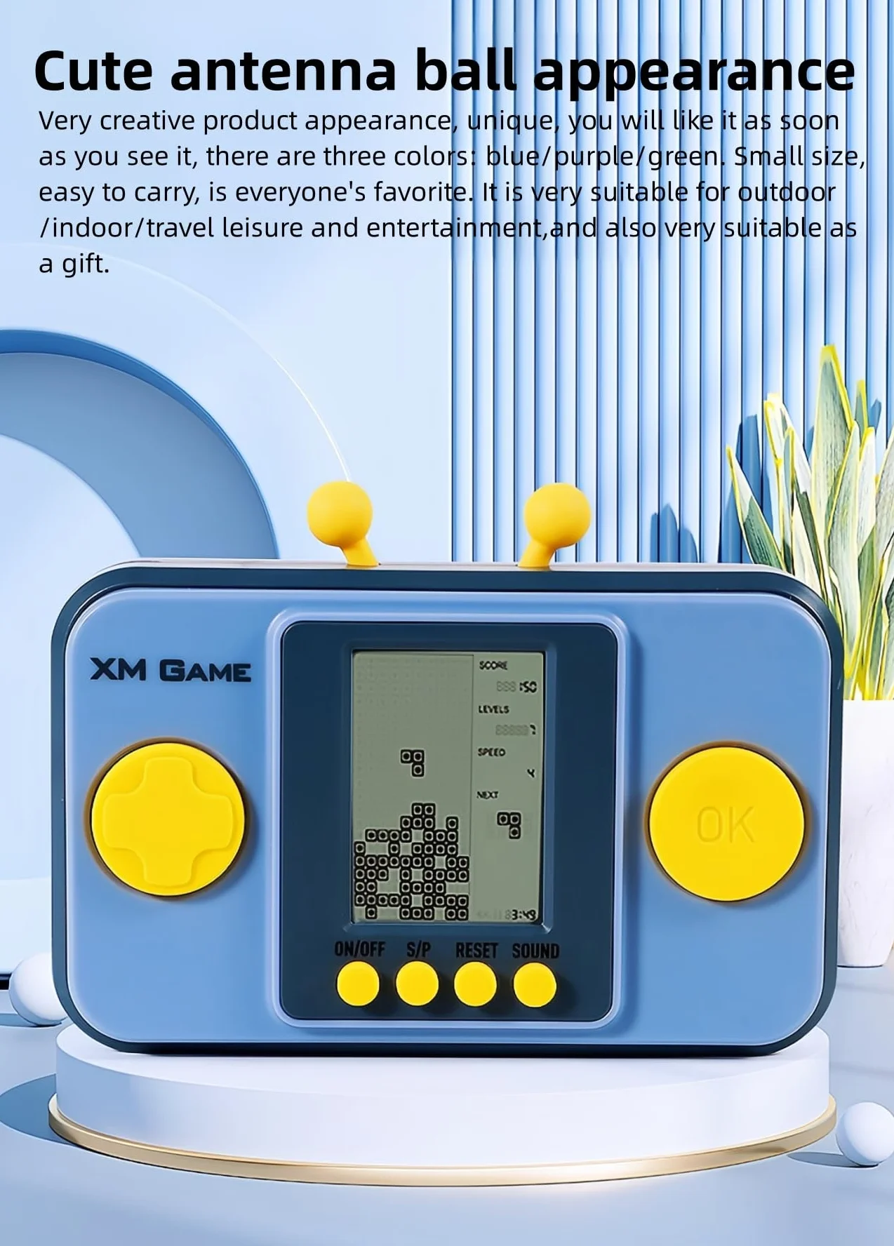 Console de Jeu de Briques Portable Rétro 26 Jeux Niveau/Vitesse Réglable Boutons Silicone Bataille de Chars Jouets électroniques Enfants Violet