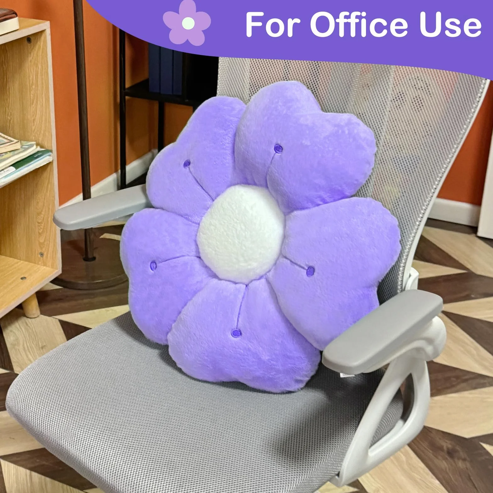 Coussin Fleurs Oreiller Floral Peluche 50cm Violet