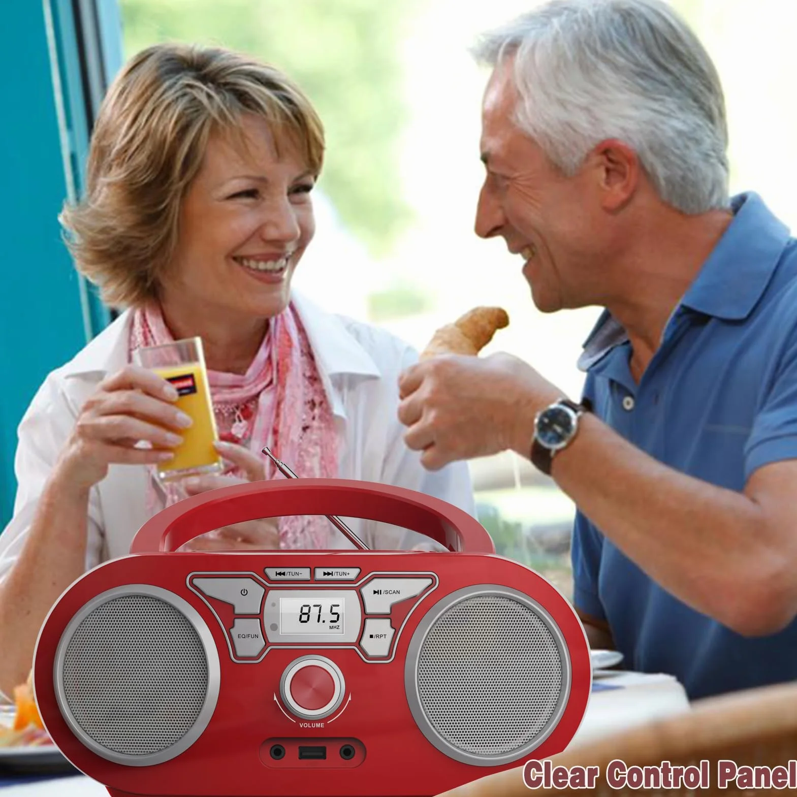 Lecteur CD Bluetooth Radio FM Stéréo Portable avec USB AUX MP3 CD-R