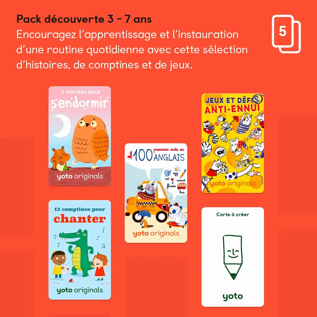 Yoto Pack découverte 3-7 Ans Collection Livres Audio Enfant français Conteuse Boîte à Histoires Mini