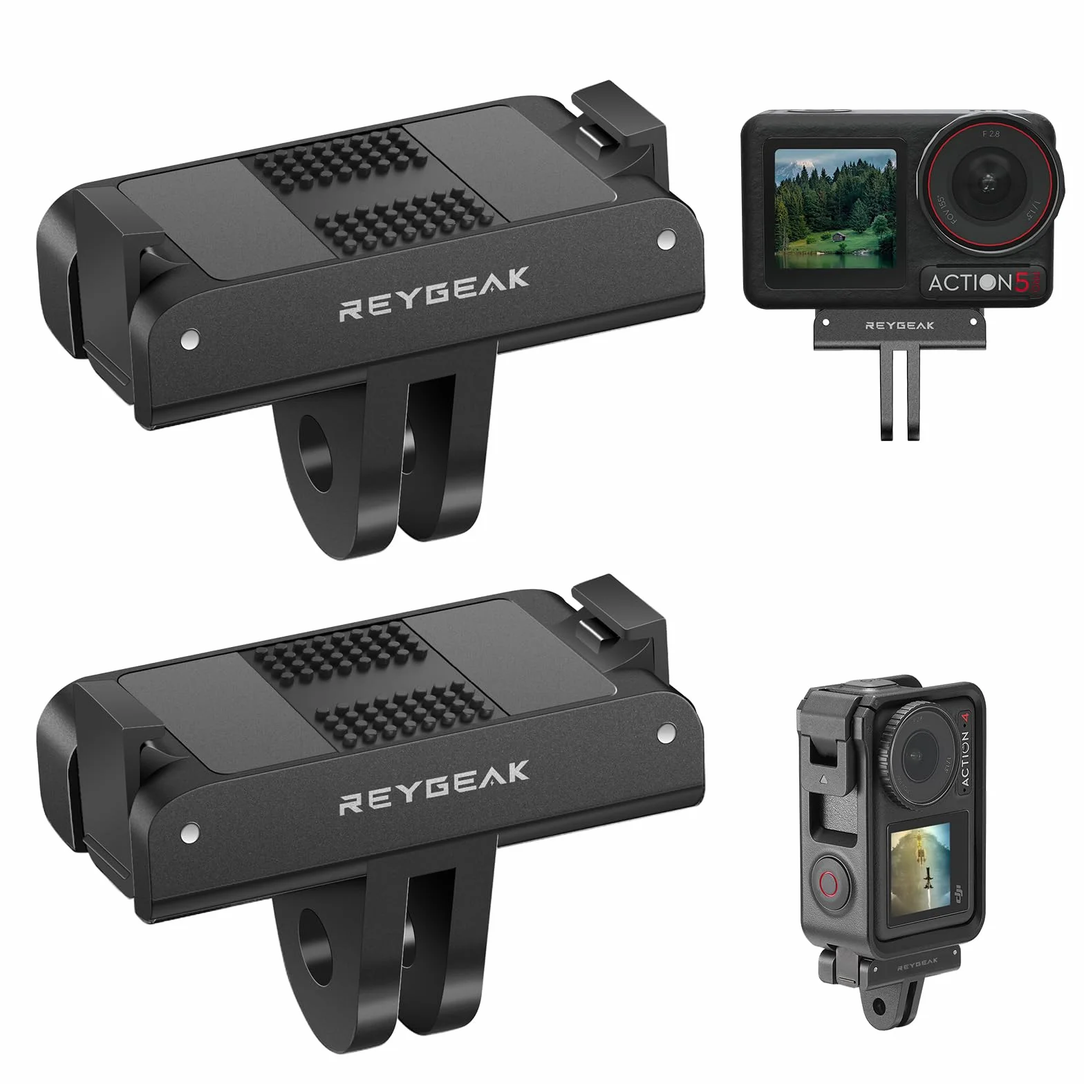 REYGEAK Lot de 2 Supports Magnétiques pour DJI Action 5 Pro/4/3 avec Adaptateur