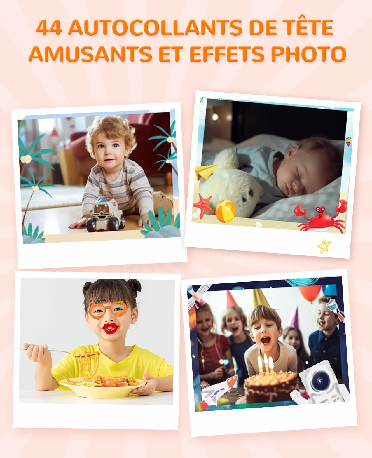 Appareil Photo Numérique Enfants 1080P Écran IPS 2.0 Pouces 44 Cadres Magiques 5 Jeux Éducatifs 3-10 Ans