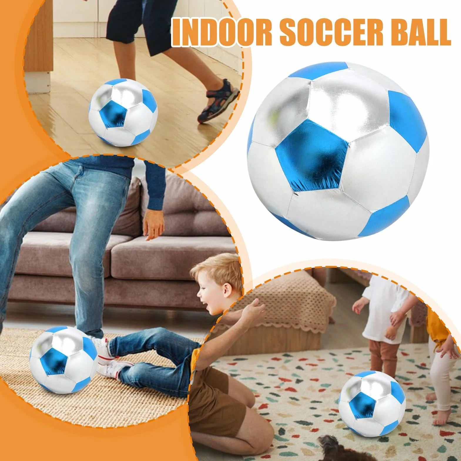 Ballon de Football en Salle Doux Tissu Gonflable Souple Étanche