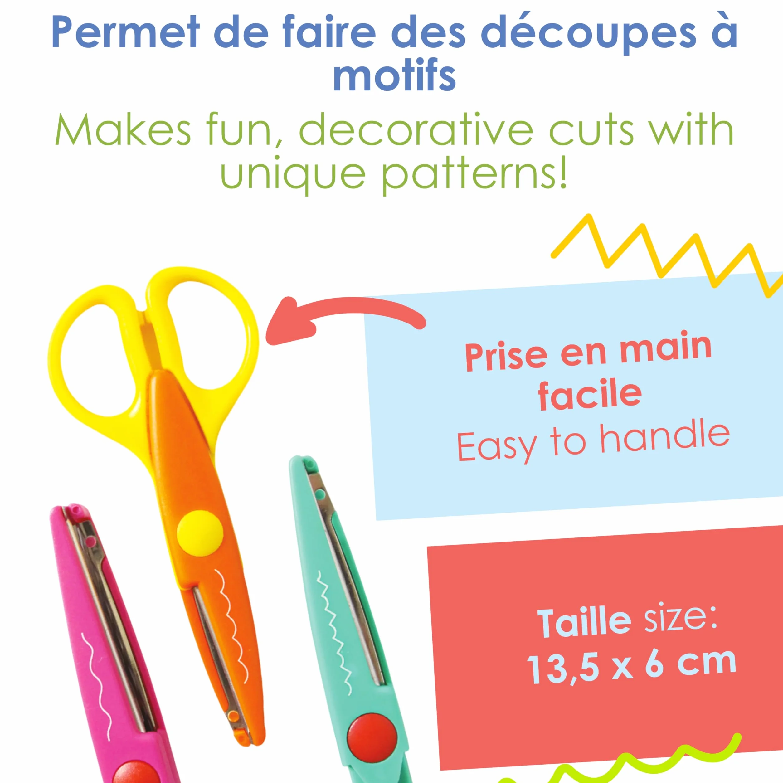 Aladine Ciseaux Cranteurs Enfant Découpe Zig Zag Vagues 3 Ans Loisirs Créatifs Scrapbooking