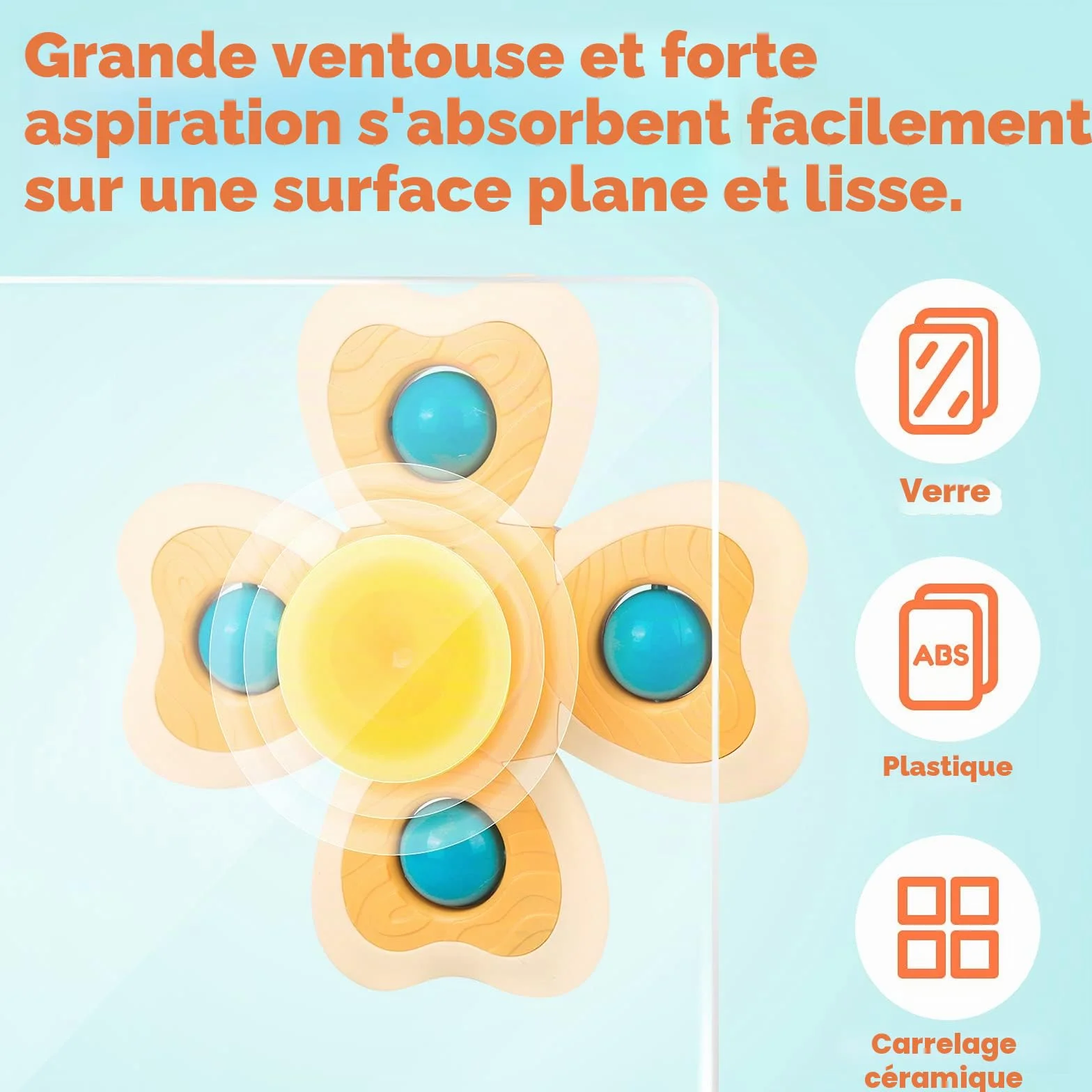 Vanmor Jouets à Ventouse pour Bébé 4 Pièces Sensoriels Cadeau 1-3 Ans