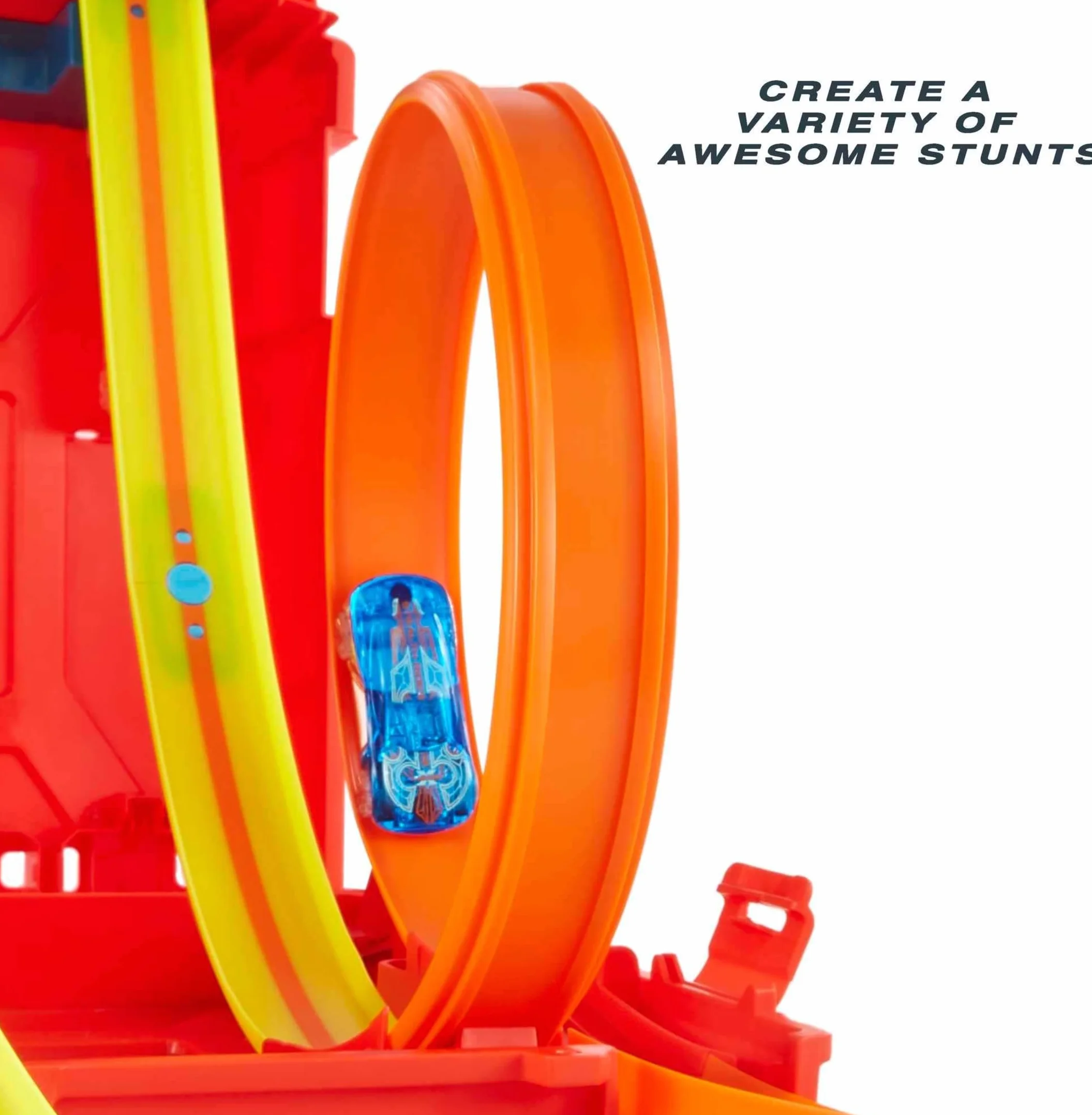 Hot Wheels Track Builder Unlimited Coffret Construction Circuit Petite Voiture Cascades Bidon D’Essence 1 Véhicule Inclus Jouet Enfant HDX78