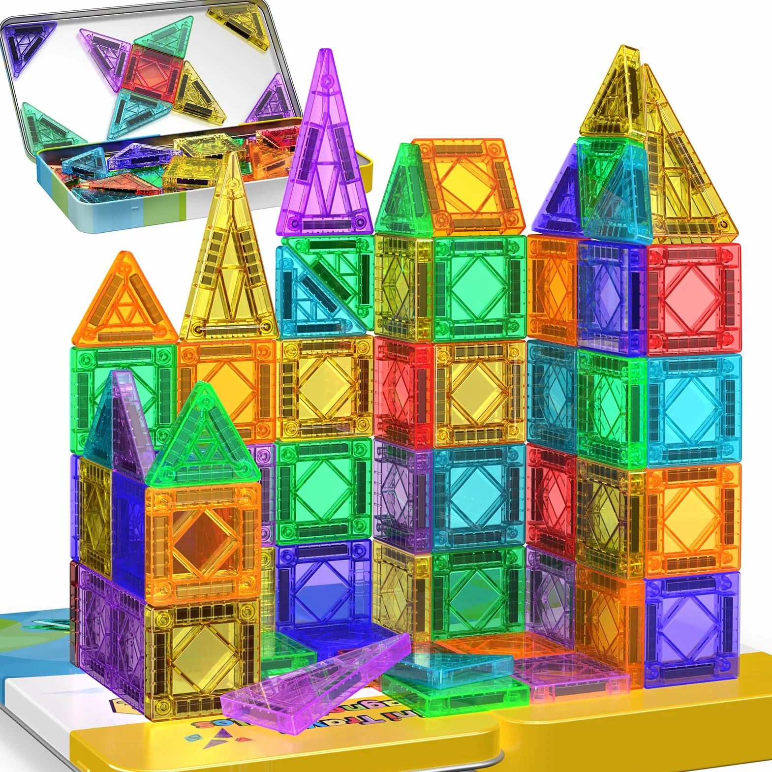 iKidiki 43 Pièces Construction Magnétique Jeux Enfant 3-6 Ans Garçon Fille