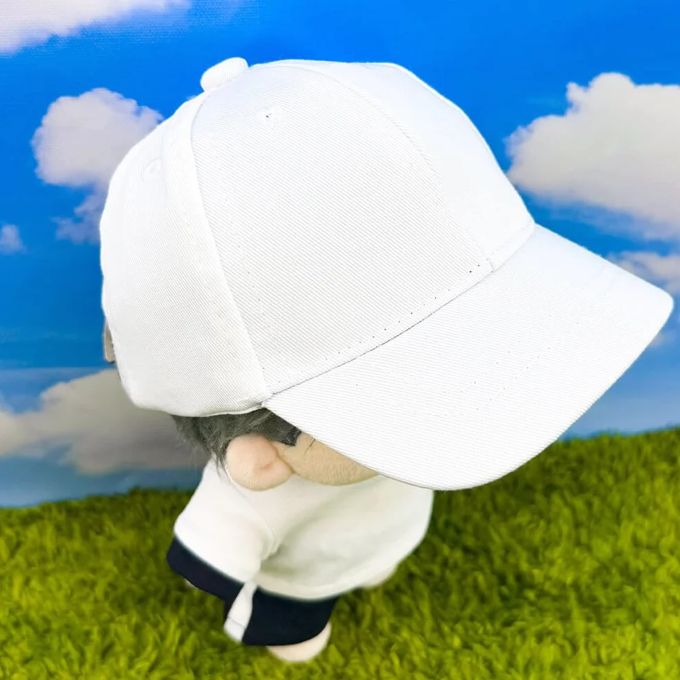 Casquette de baseball en peluche pour poupée 20 cm blanc