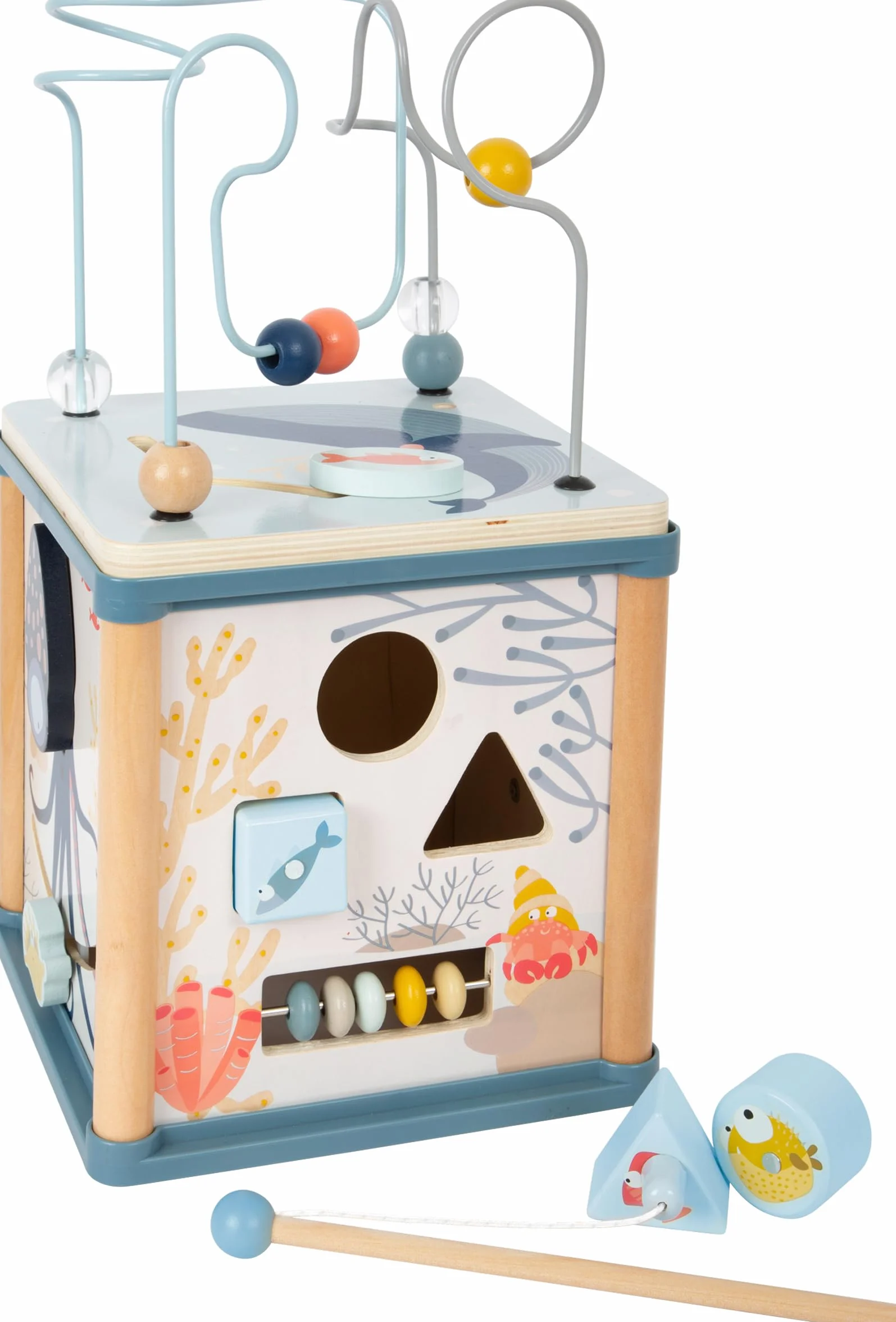 Cube de motricité Monde sous-Marin en Bois 5 Faces Jouet Enfant 12 Mois