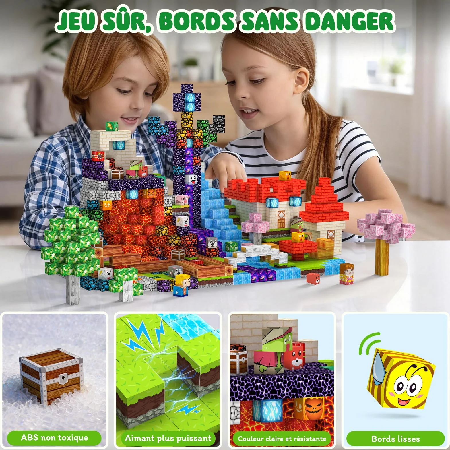Magnetic Blocks 150 pièces 2CM Jeu de Construction Magnétique Enfant 3+ Ans