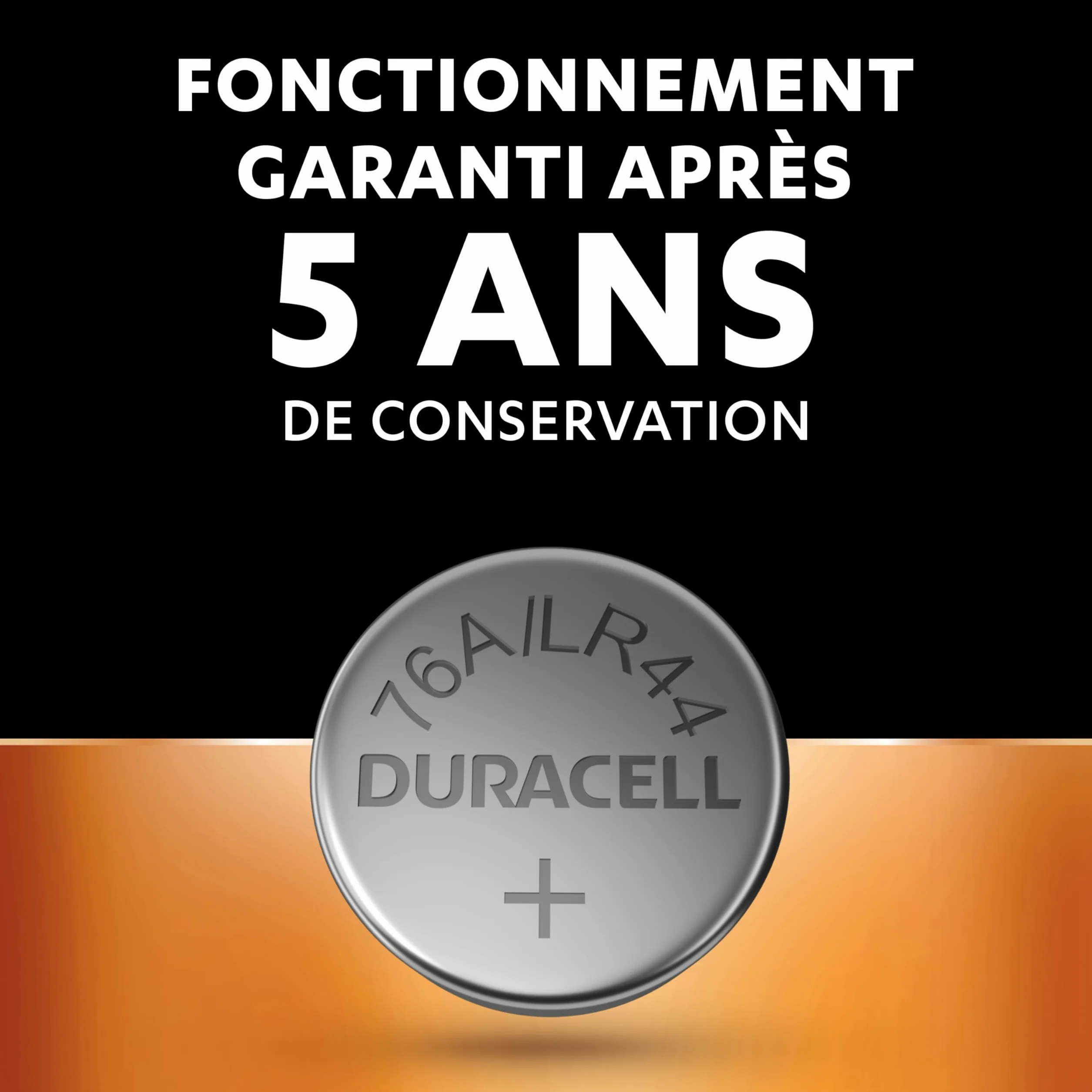 DURACELL LR44 Piles alcalines 1,5V (A76) Lot de 4 – +50% Puissance – Conservation 5 Ans – Prévention des fuites