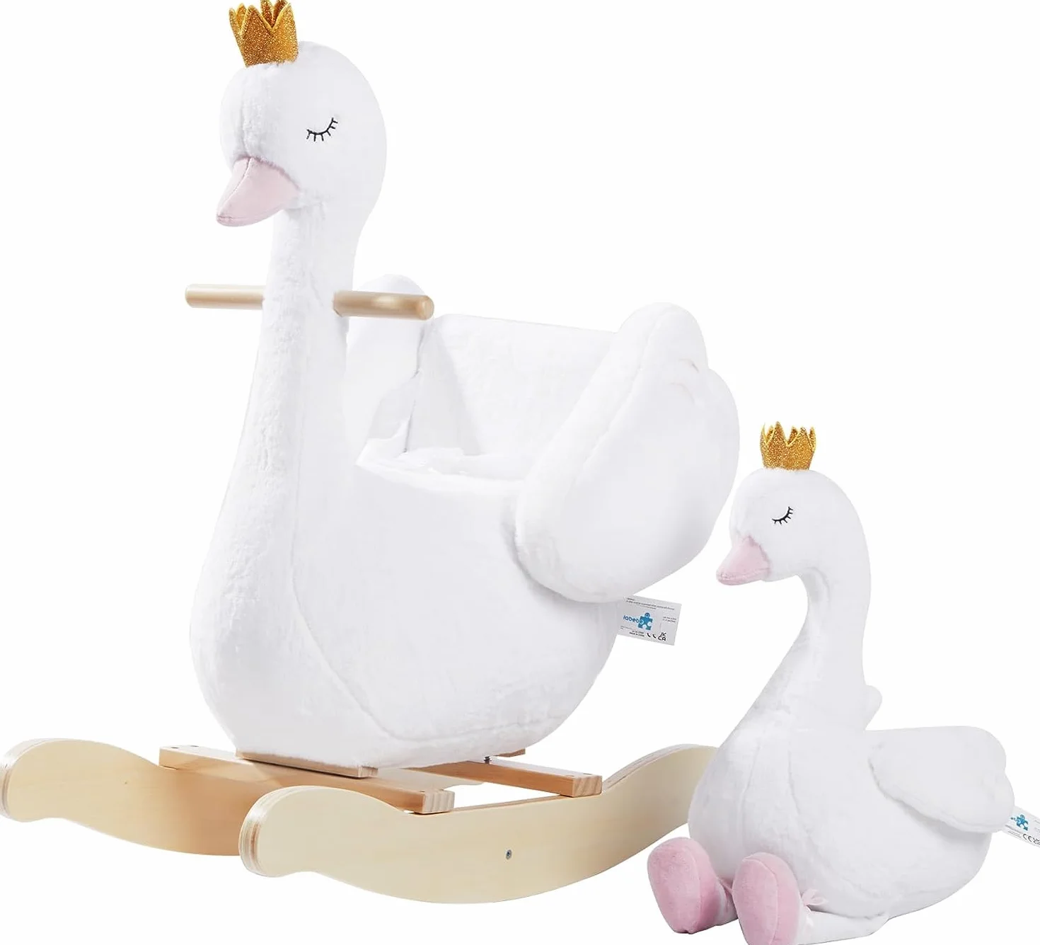 Labebe Animal à bascule cheval jouet tout-petits chaise en bois blanc