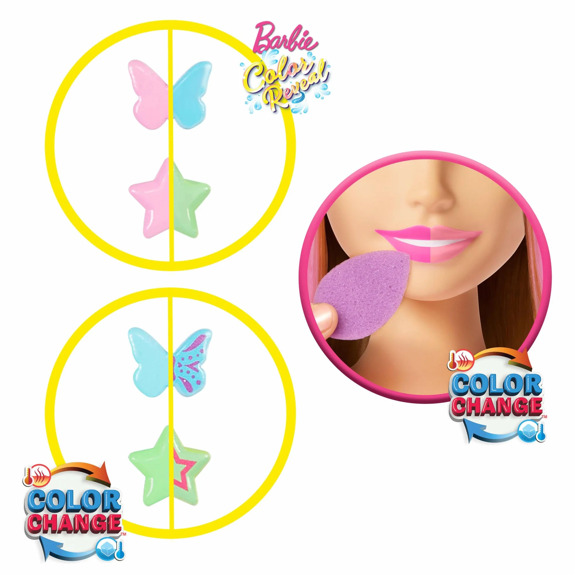 Barbie Tête à Coiffer Color Reveal cheveux blonds 20 accessoires coiffure barrettes étoile papillon changement couleur JFG81