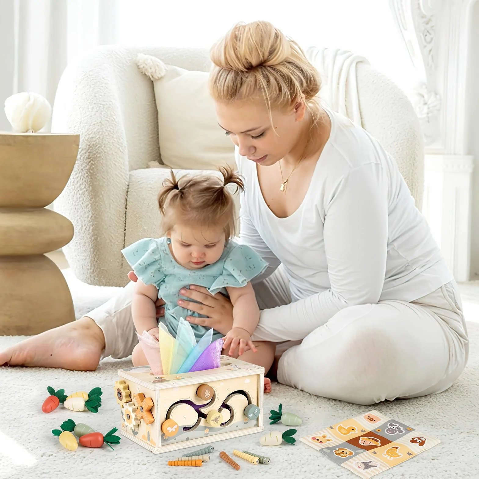 Vanplay Jouet Montessori Boîte à Mouchoirs en Bois 1 2 3 Ans